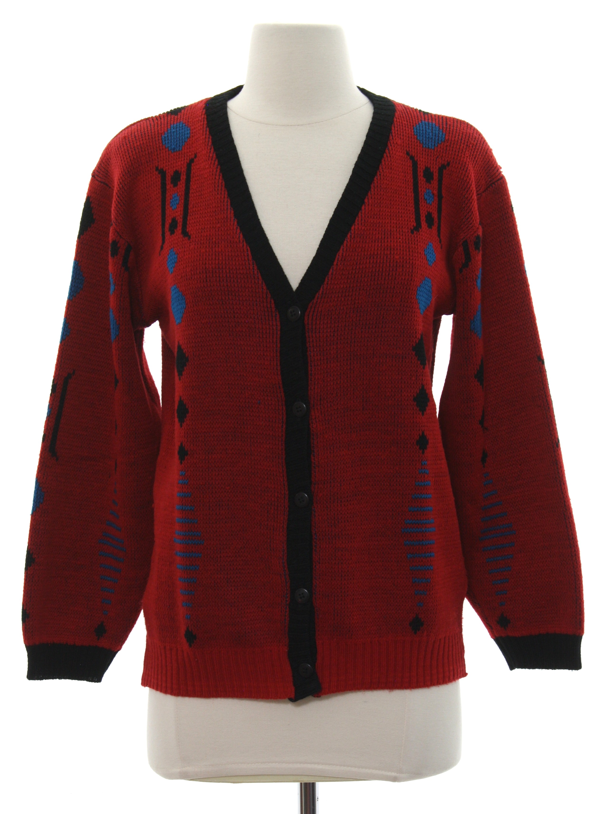 80's Vintage Caridgan Sweater: 80s -Santa Cruz- Womens red background ...