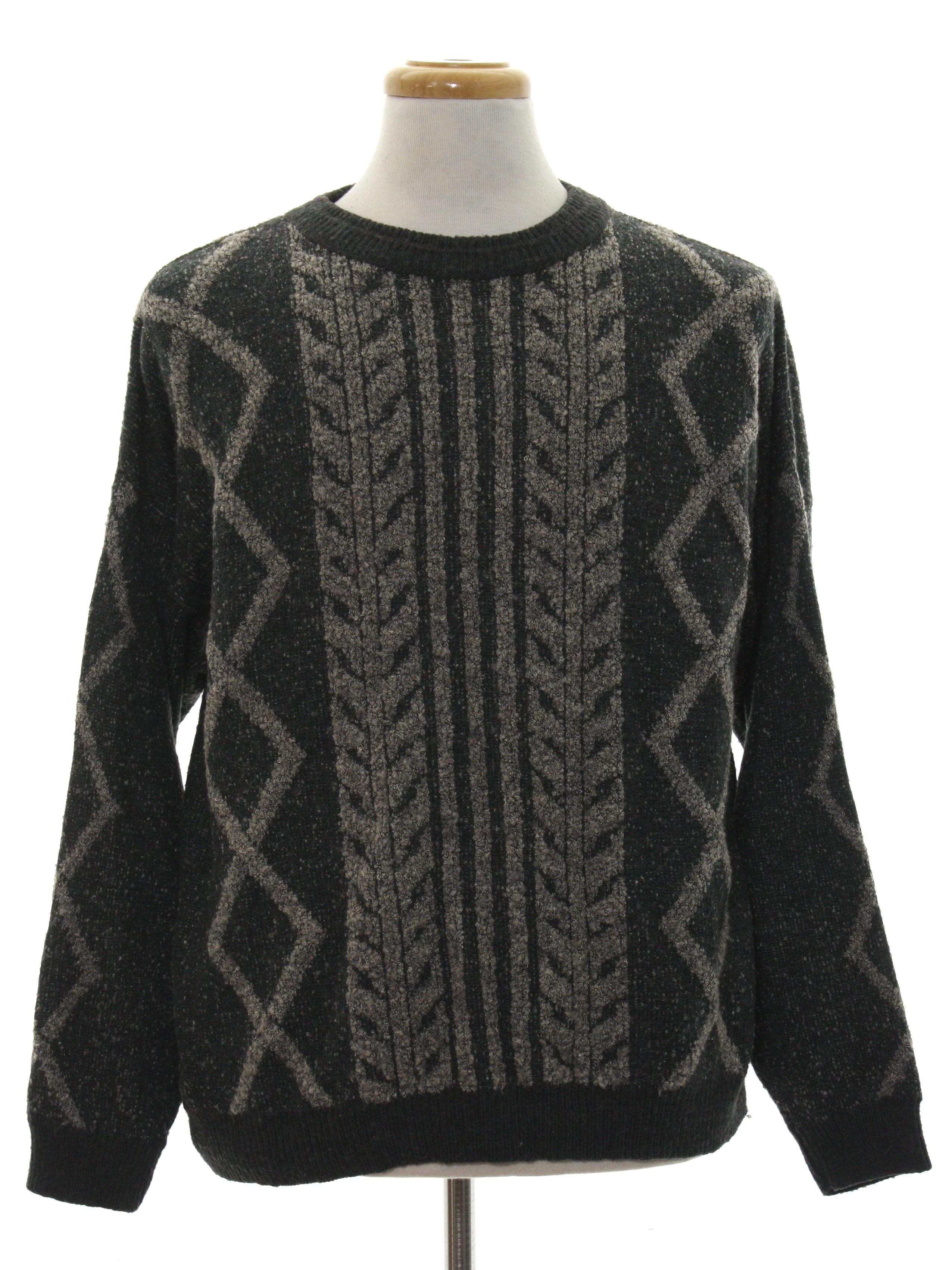Nineties Vintage Sweater: 90s -Cortina- Mens grey background acrylic ...