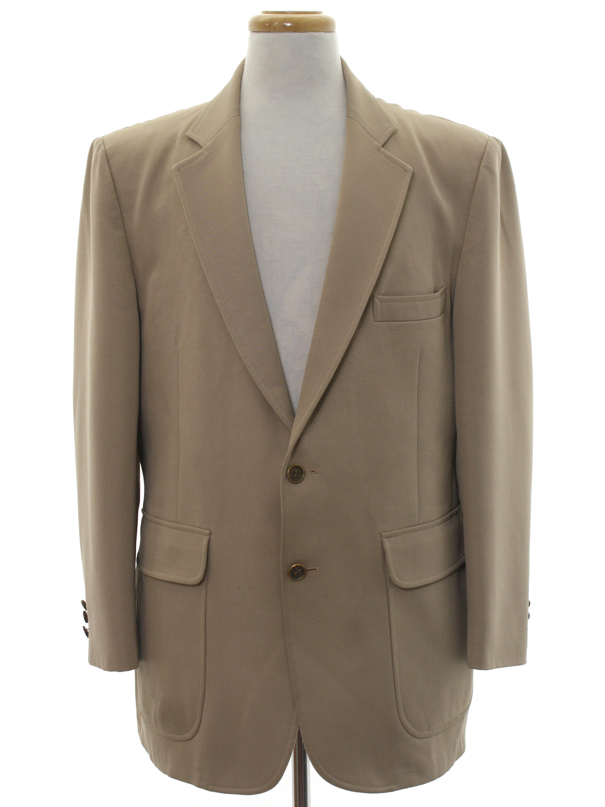 1980's Jacket (JCPenney): 80s -JCPenney- Mens brown cream polyester ...