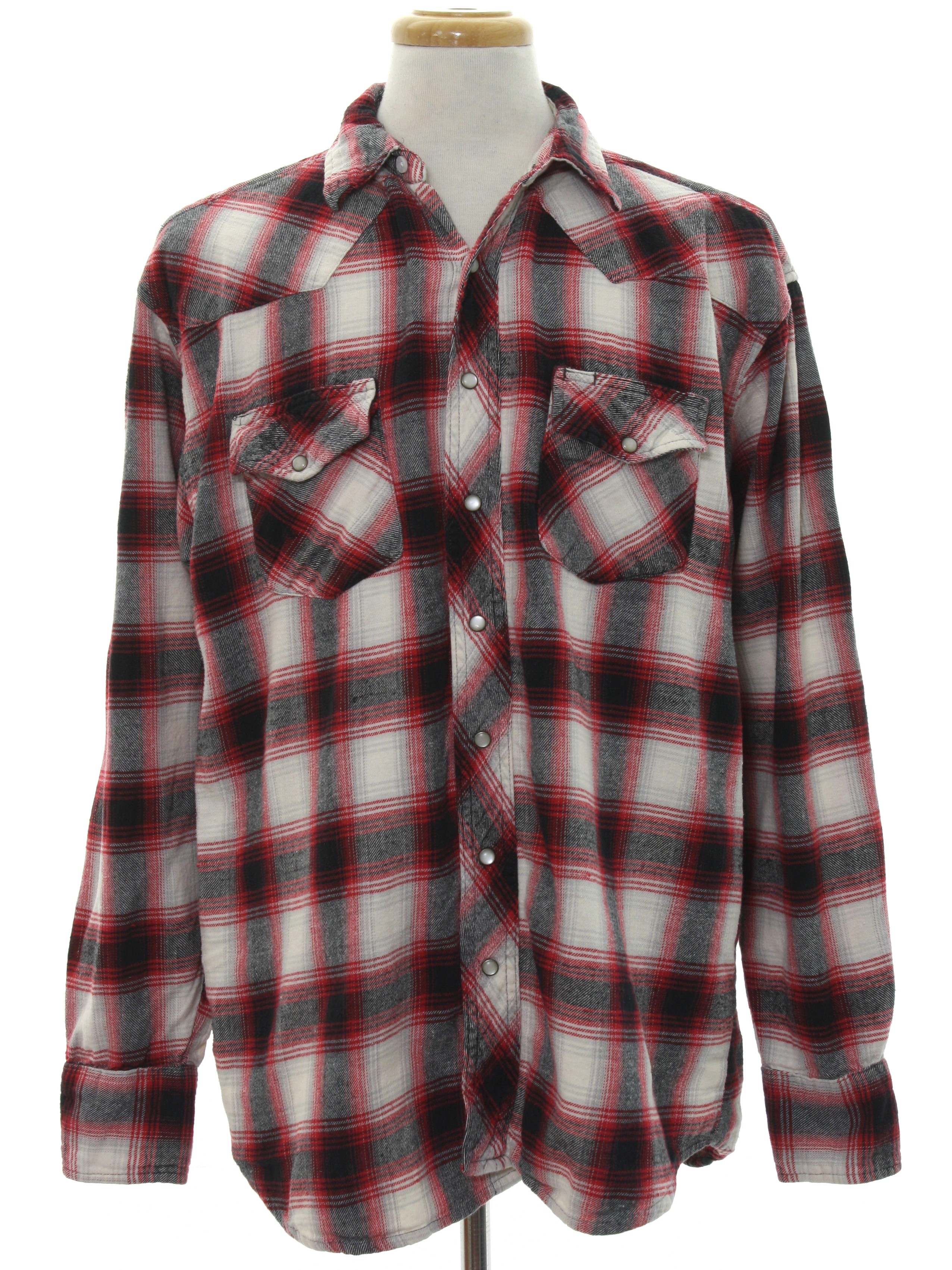 Western Shirt: 90s -Sandy River Jeans Company- Mens plaid pattern in ...