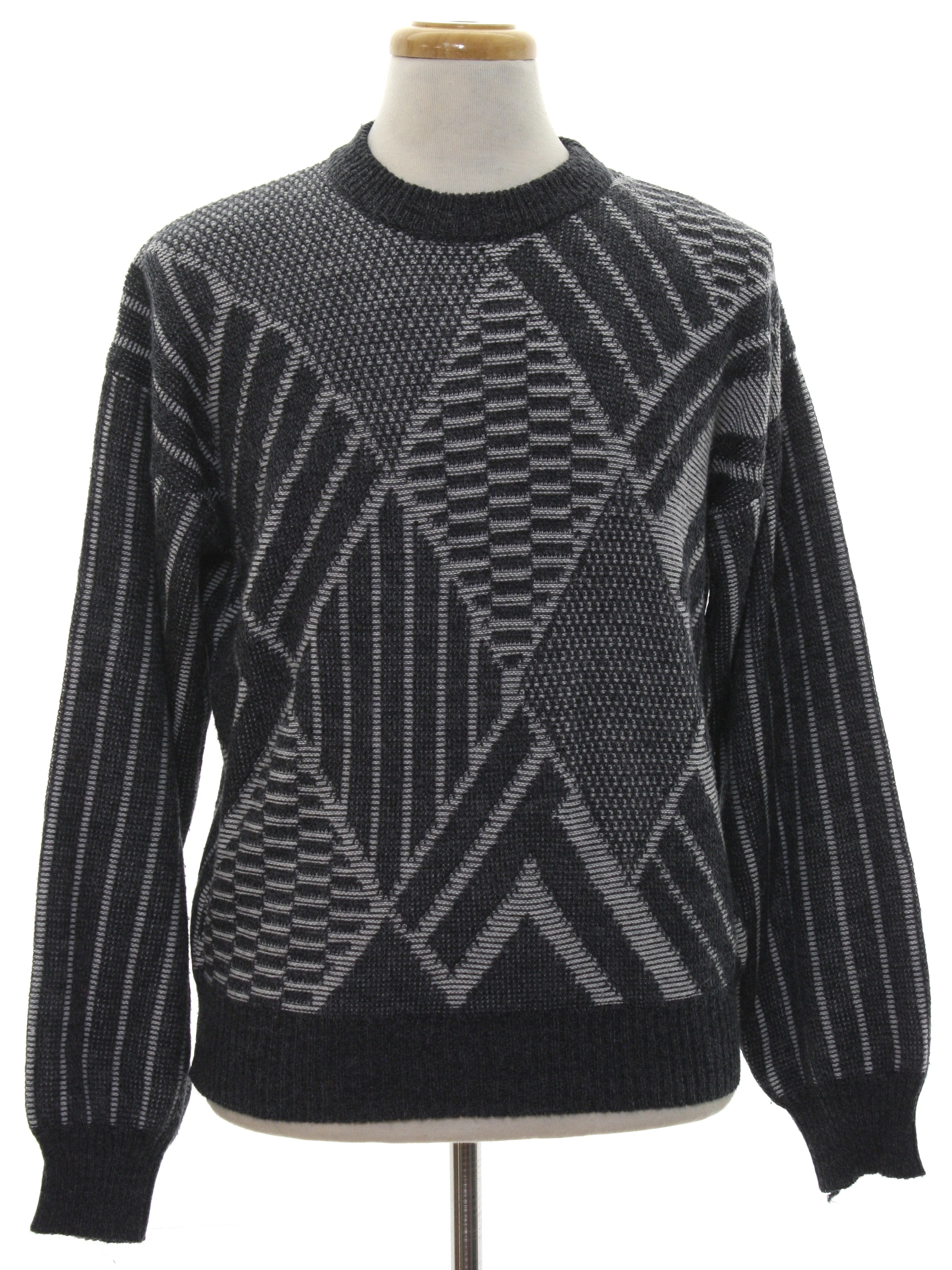 Retro 80's Sweater: 80s -Expressions International- Mens grey ...