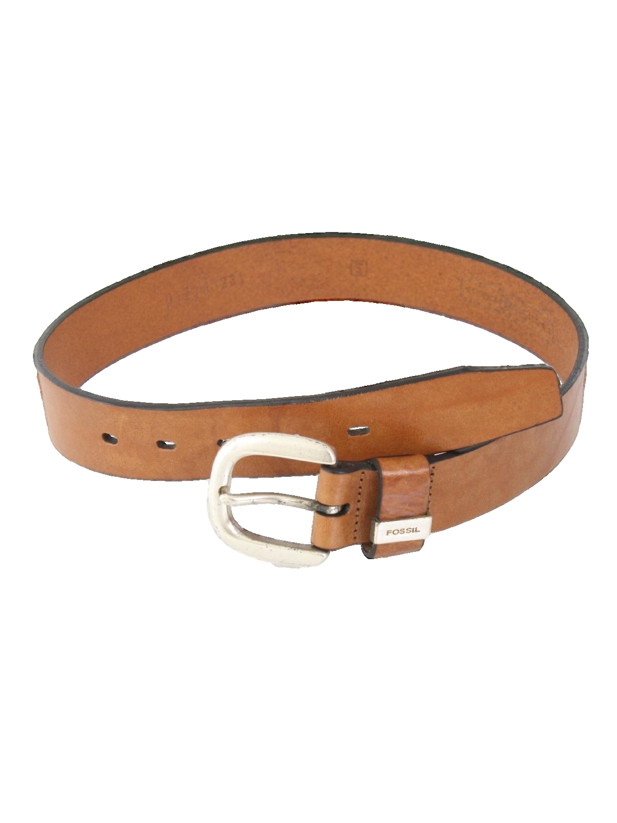 Belt: 90s -Fossil- Womens brown background leather belt with silver ...