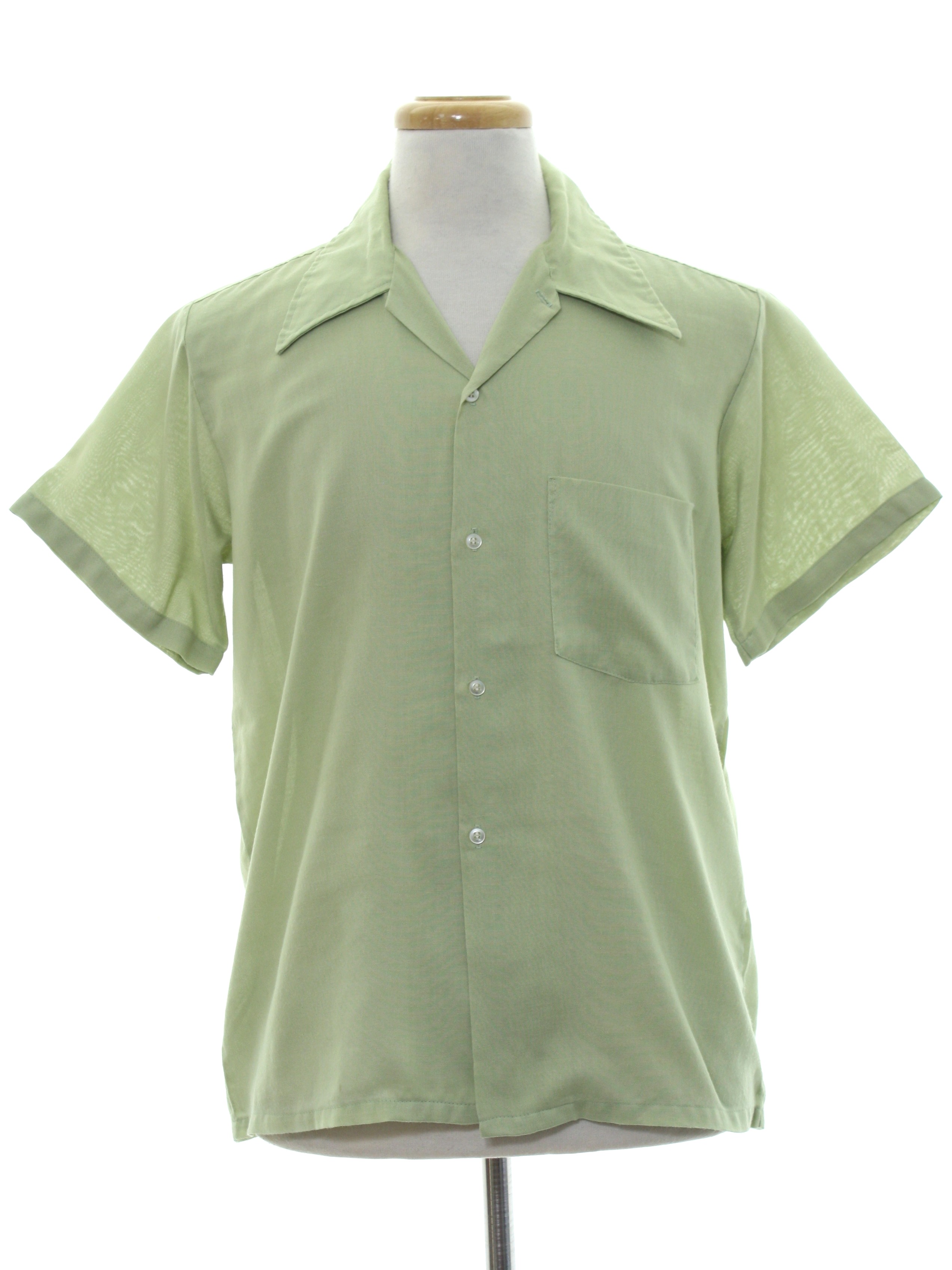 60s Vintage Sir Walter Shirt: 60s -Sir Walter- Mens soft avocado green ...
