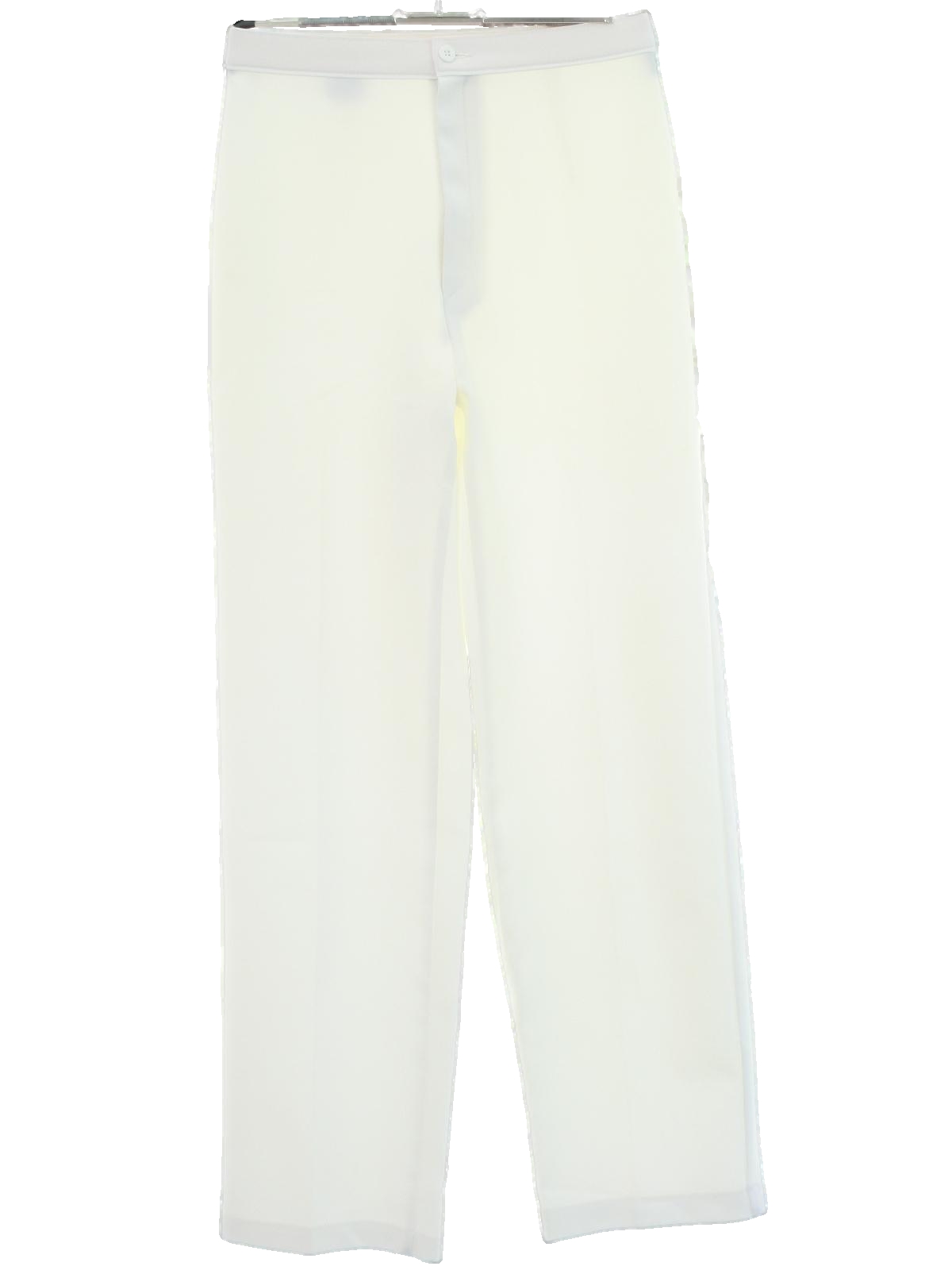 1980's Pants (Levis Bend Overs): 80s -Levis Bend Overs- Womens white  background polyester flat front, slightly tapered leg, high waisted knit  pants with button and zippered front closure, no pockets and no