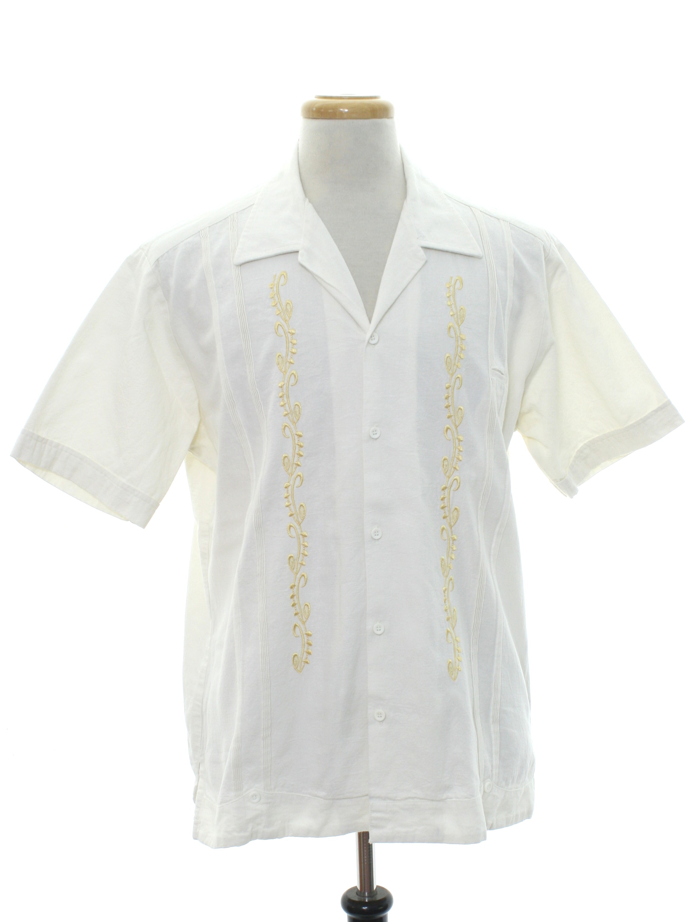 Guayabera Shirt: 90s -My Guayabera. com- Mens off white background ...