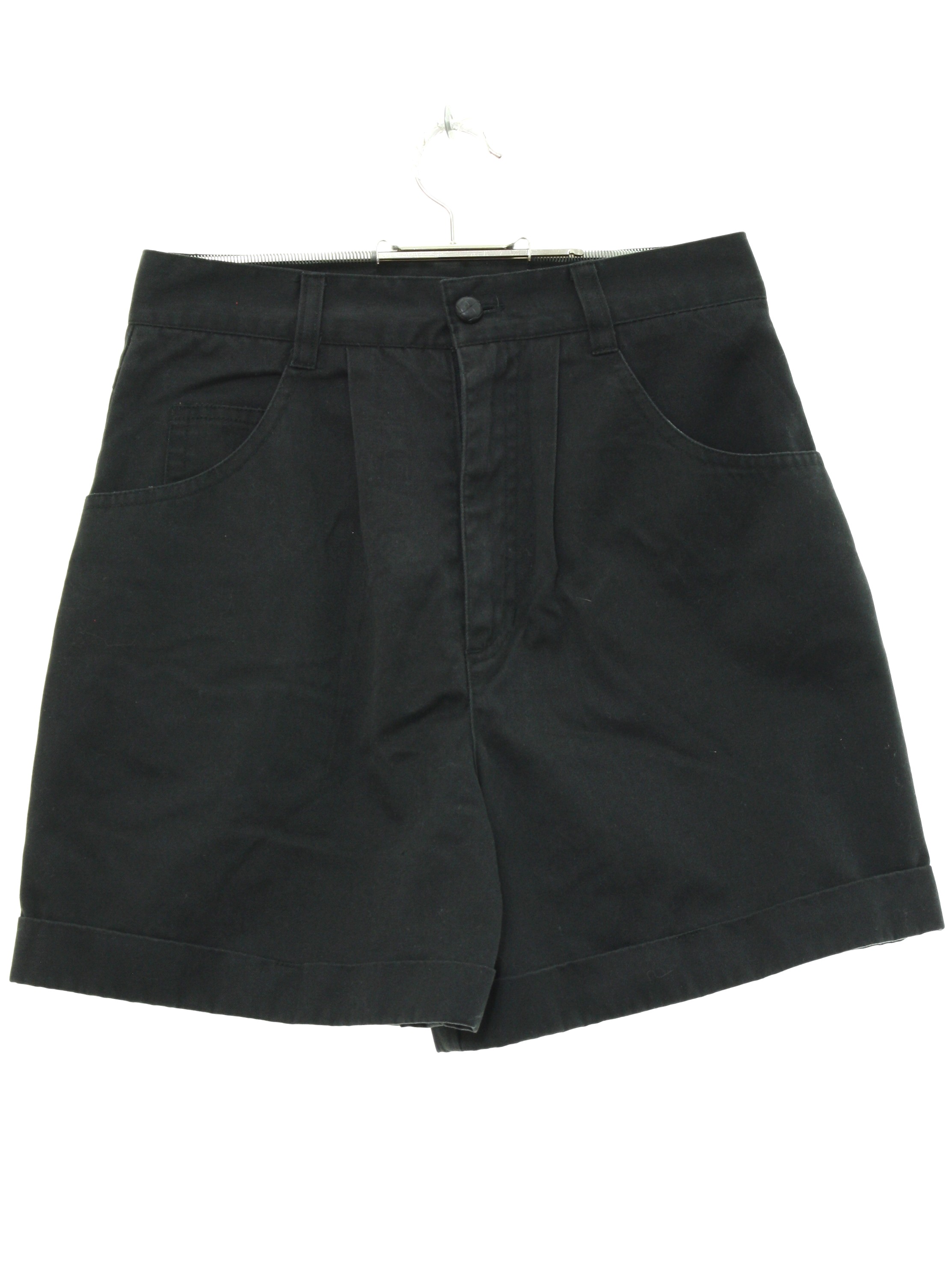 Vintage 90s Shorts: 90s -No Label- Womens black background cotton ...