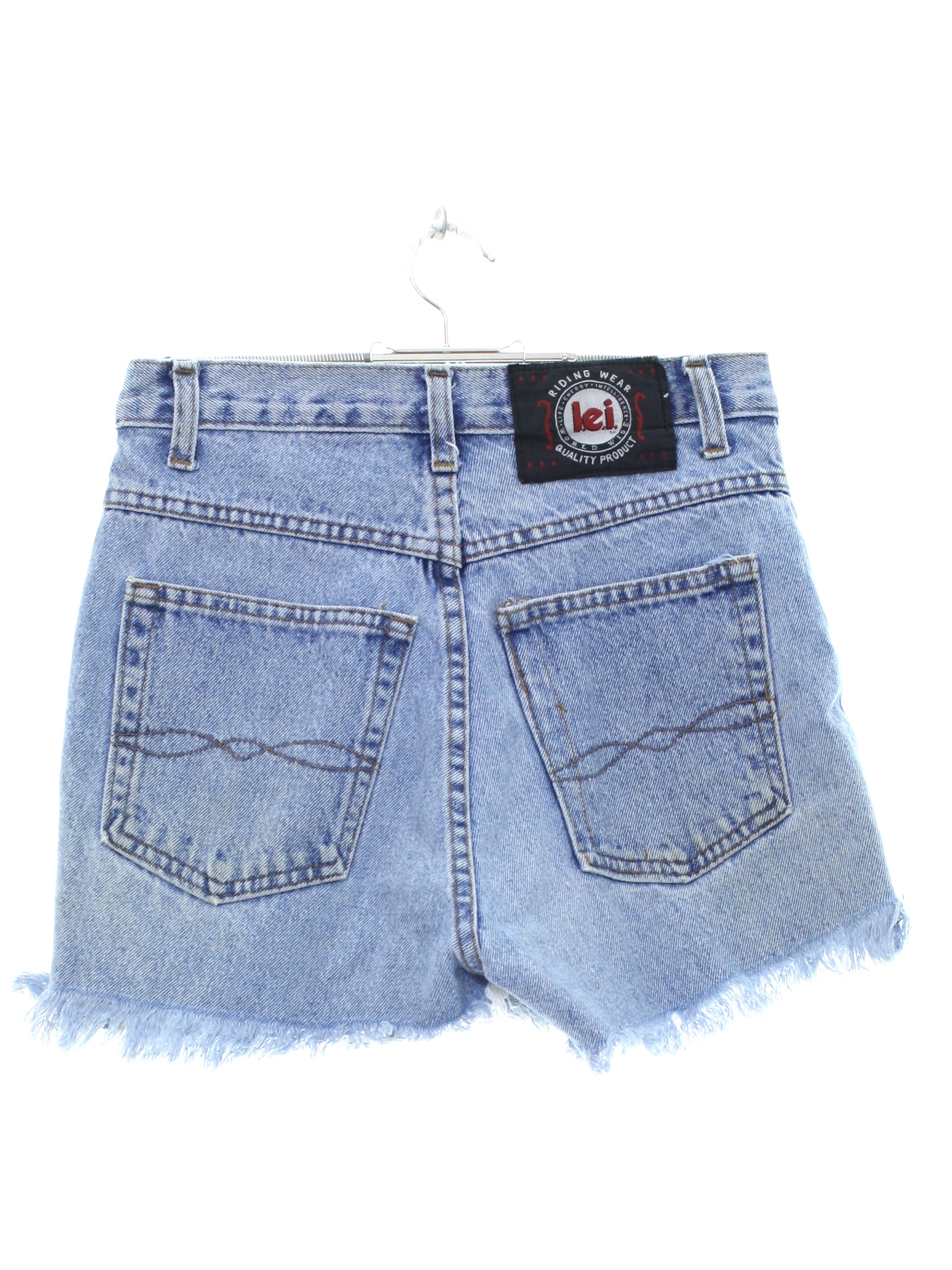 Retro 90's Shorts: Early 90s -L. E. I.- Womens faded, stonewashed blue ...