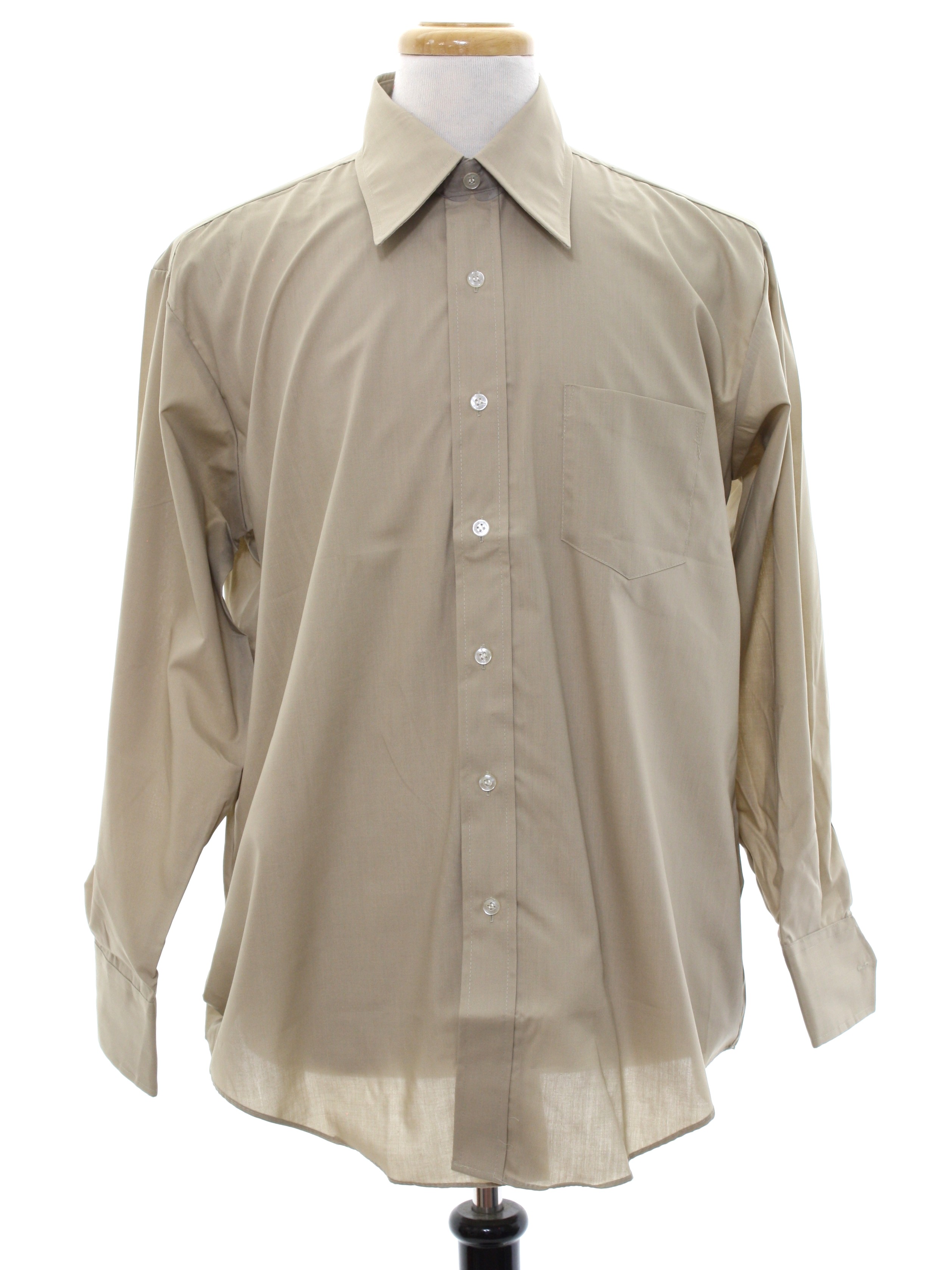 70's Clipper Club Shirt: Early 70s -Clipper Club- Mens khaki tan ...