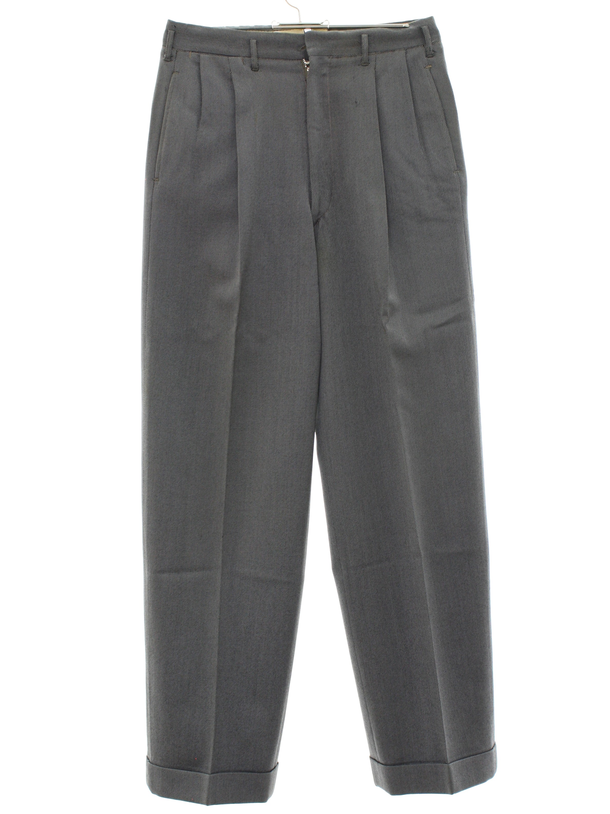 Vintage 1940s Pants: Late 40s -No Label- Mens white background, black ...