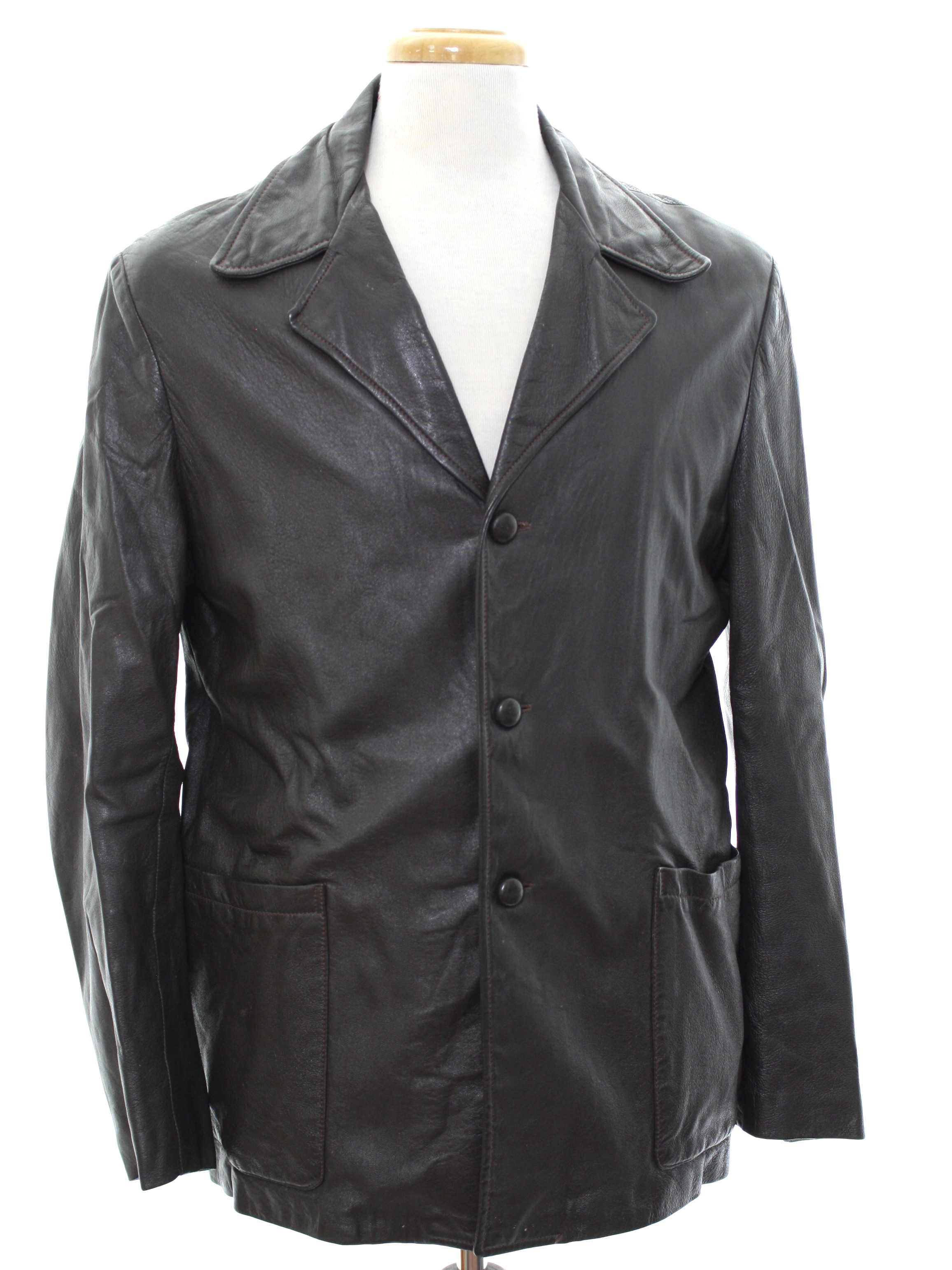1960's Vintage Leather Jacket: 60s -No Label- Mens dark brown smooth ...