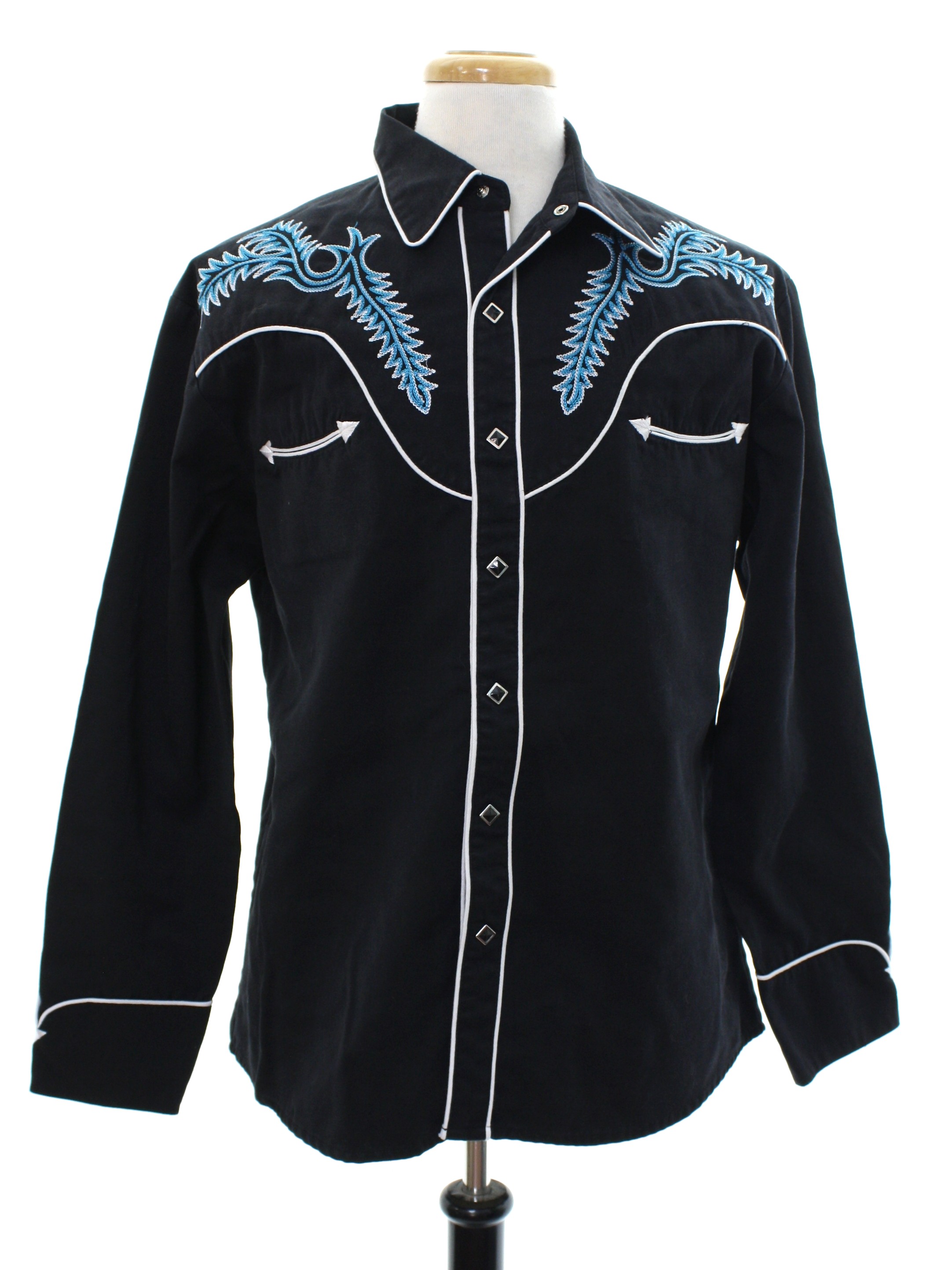 Western Shirt: 90s -Scully Since 1906- Mens black background heavy ...