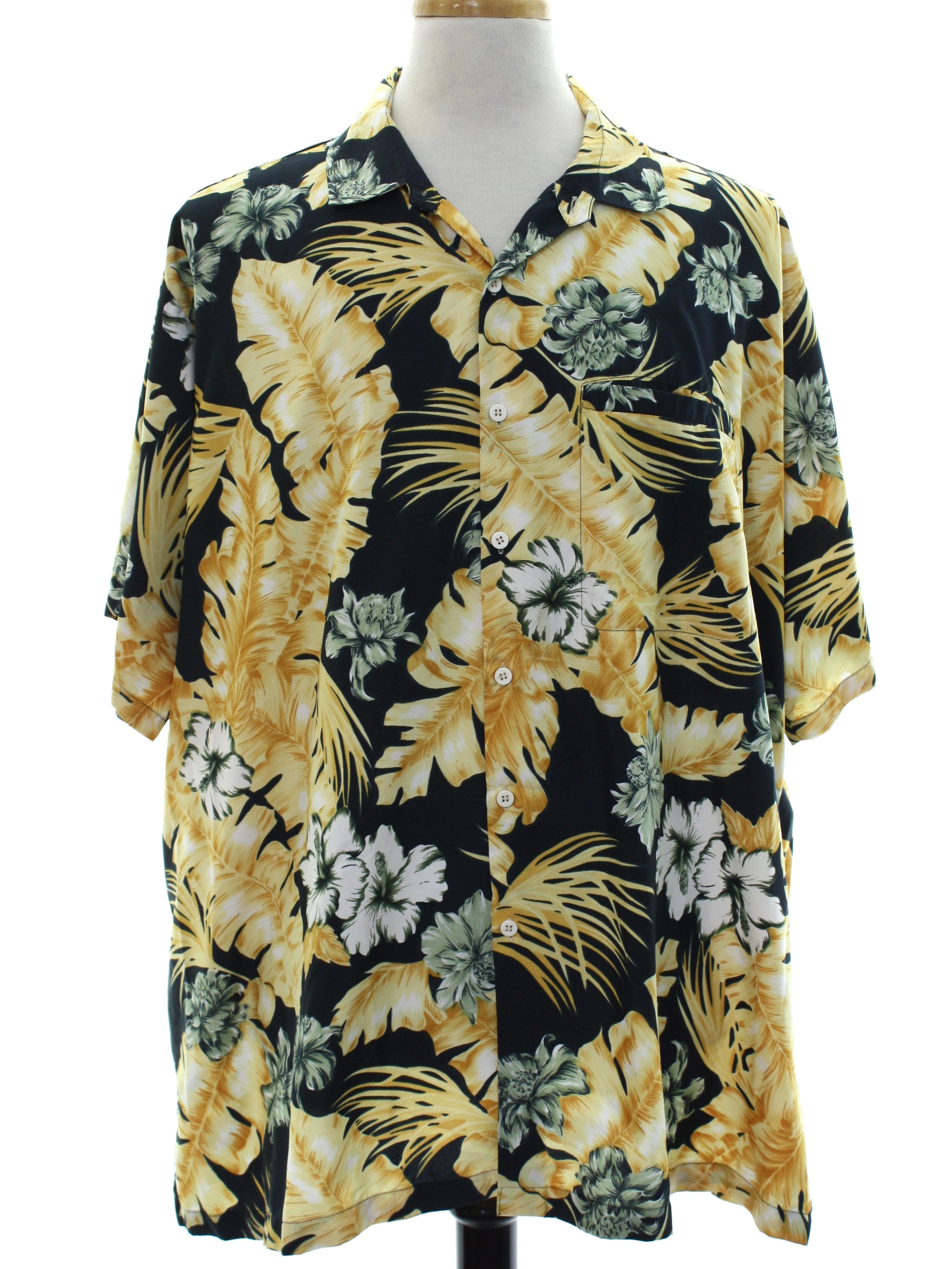 black yellow hawaiian shirt