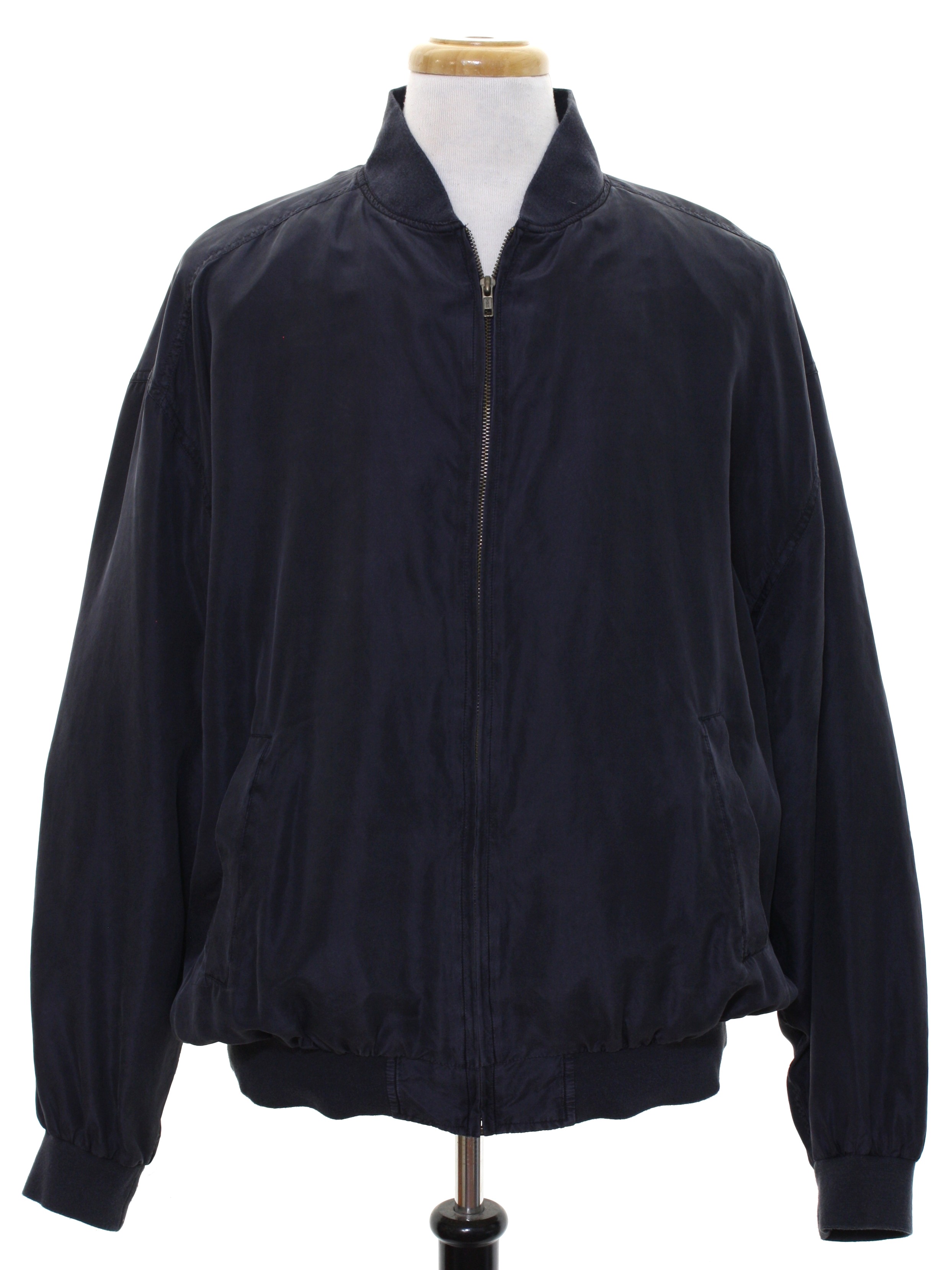 80s Jacket (Silk Uomo): 80s -Silk Uomo- Mens black sand washed silk ...