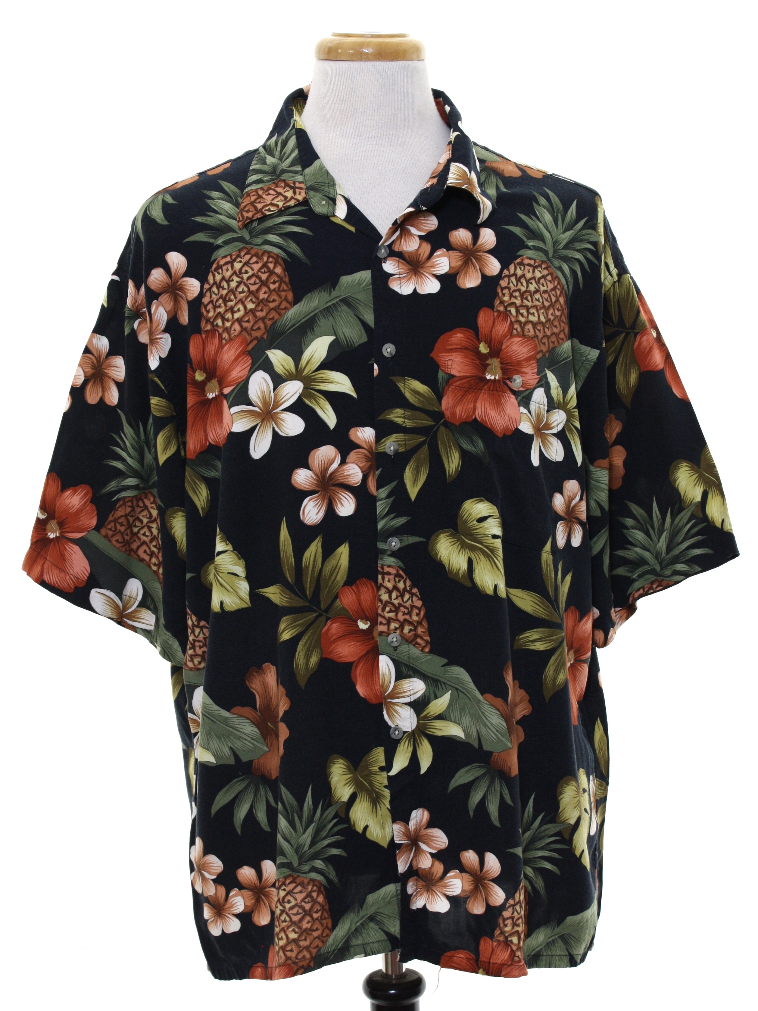 Hawaiian Shirt New Men's Short Sleeve Button Up Black Tan Green 