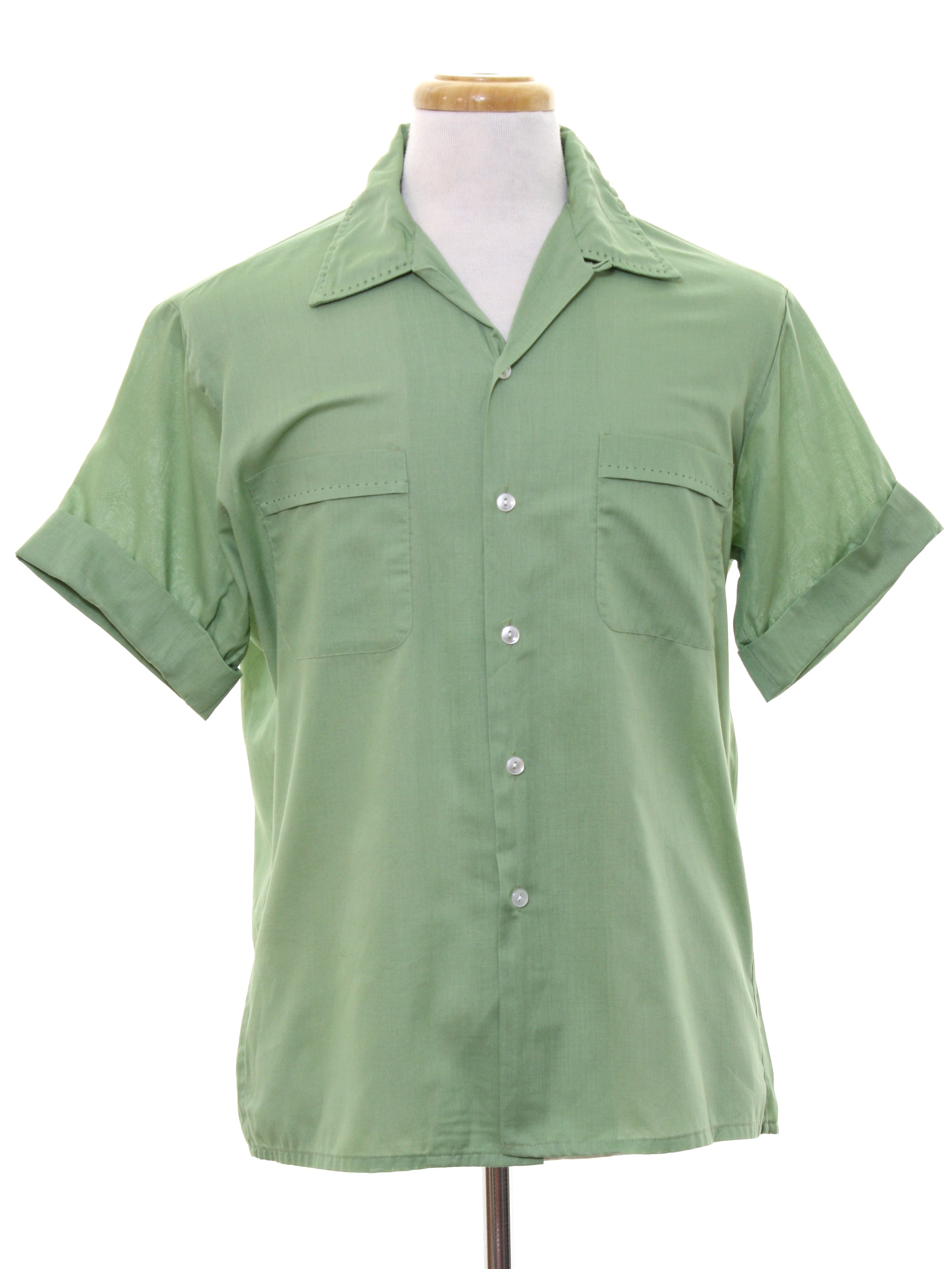 Retro Sixties Shirt: 60s -McGregor- Mens moss green polyester cotton ...
