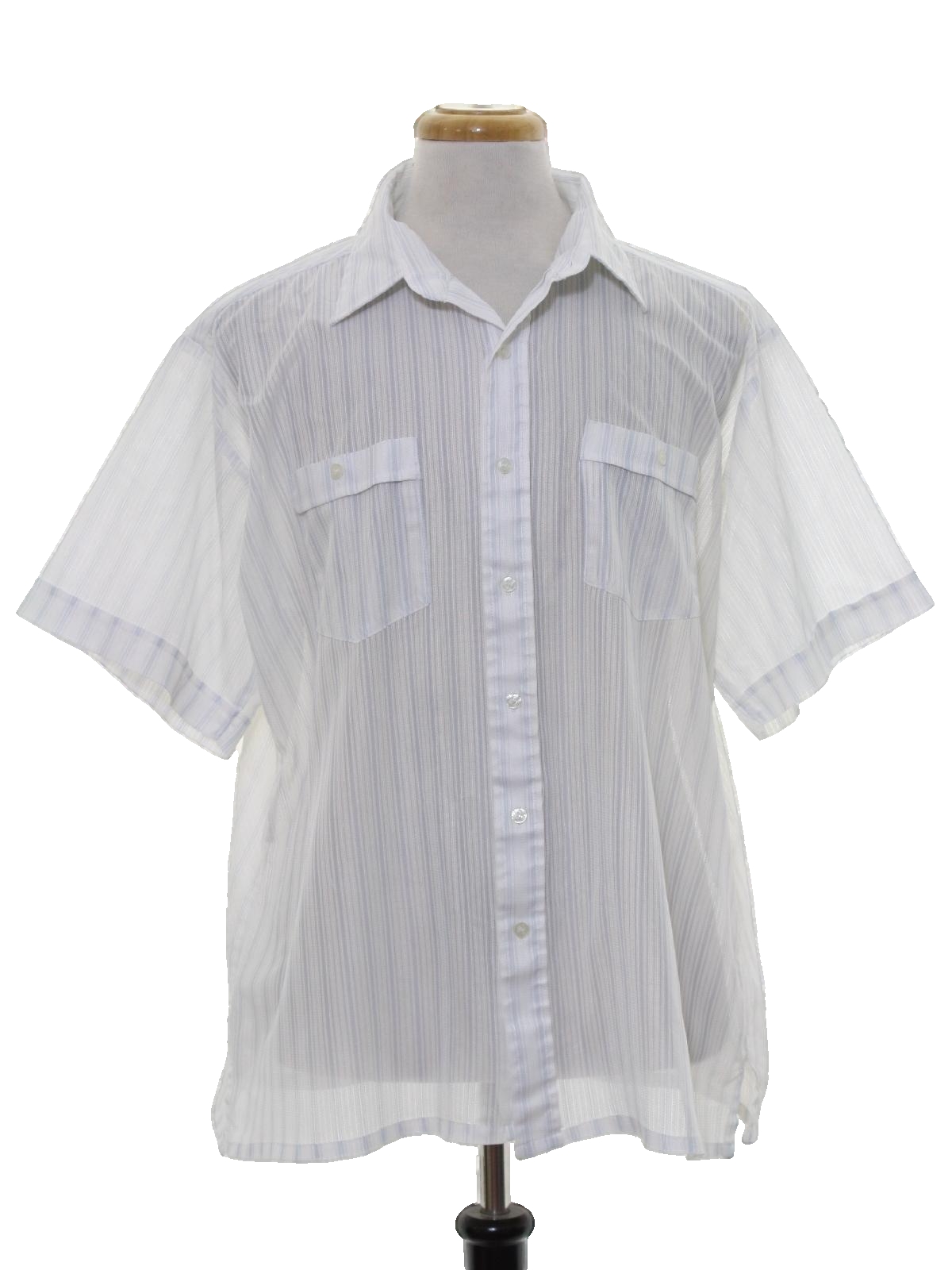 80's Envoy Shirt: 80s -Envoy- Mens white and powder blue polyester ...
