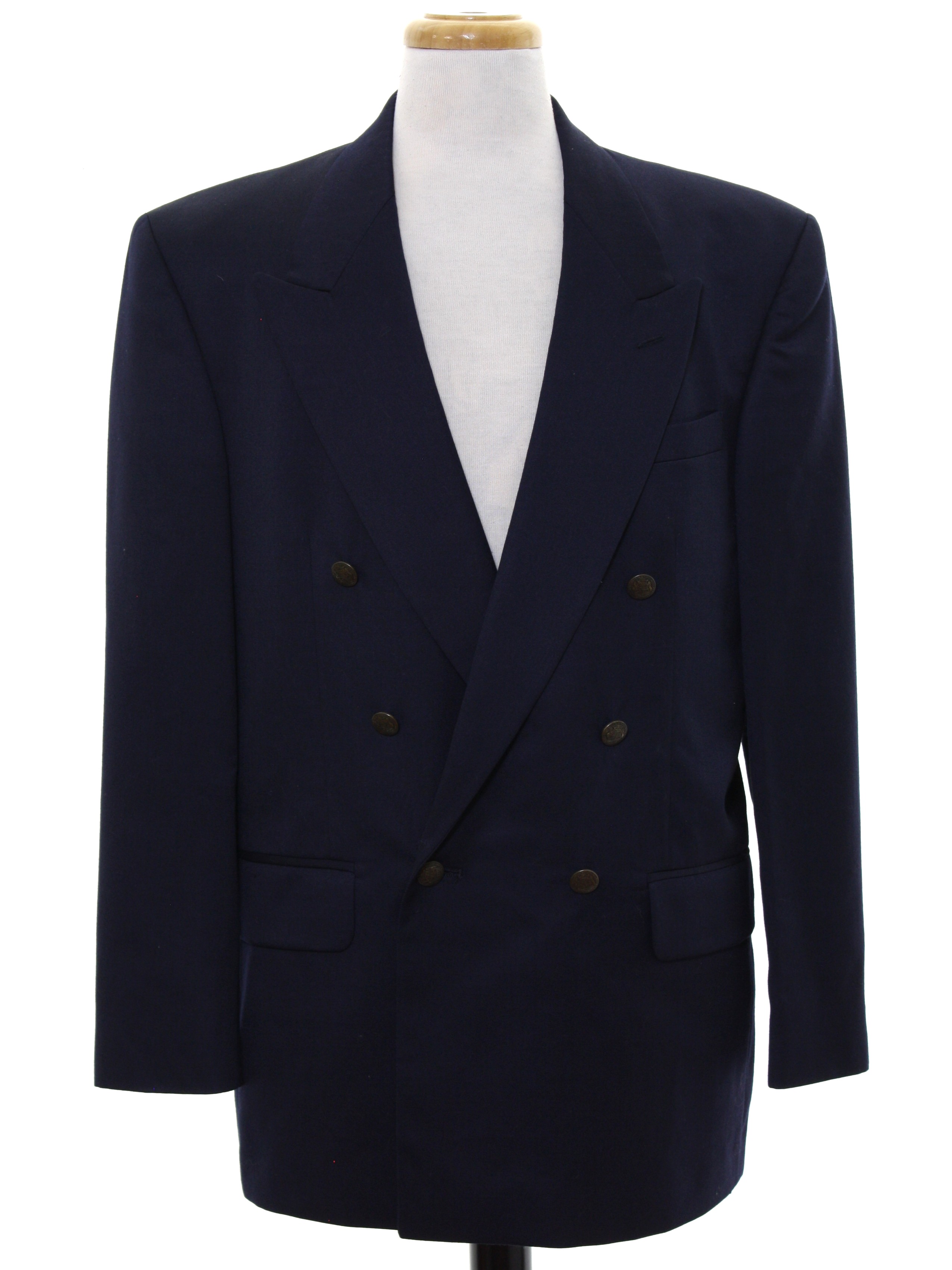 1980s Vintage Jacket: 80s -Oscar De La Renta- Mens navy blue wool ...