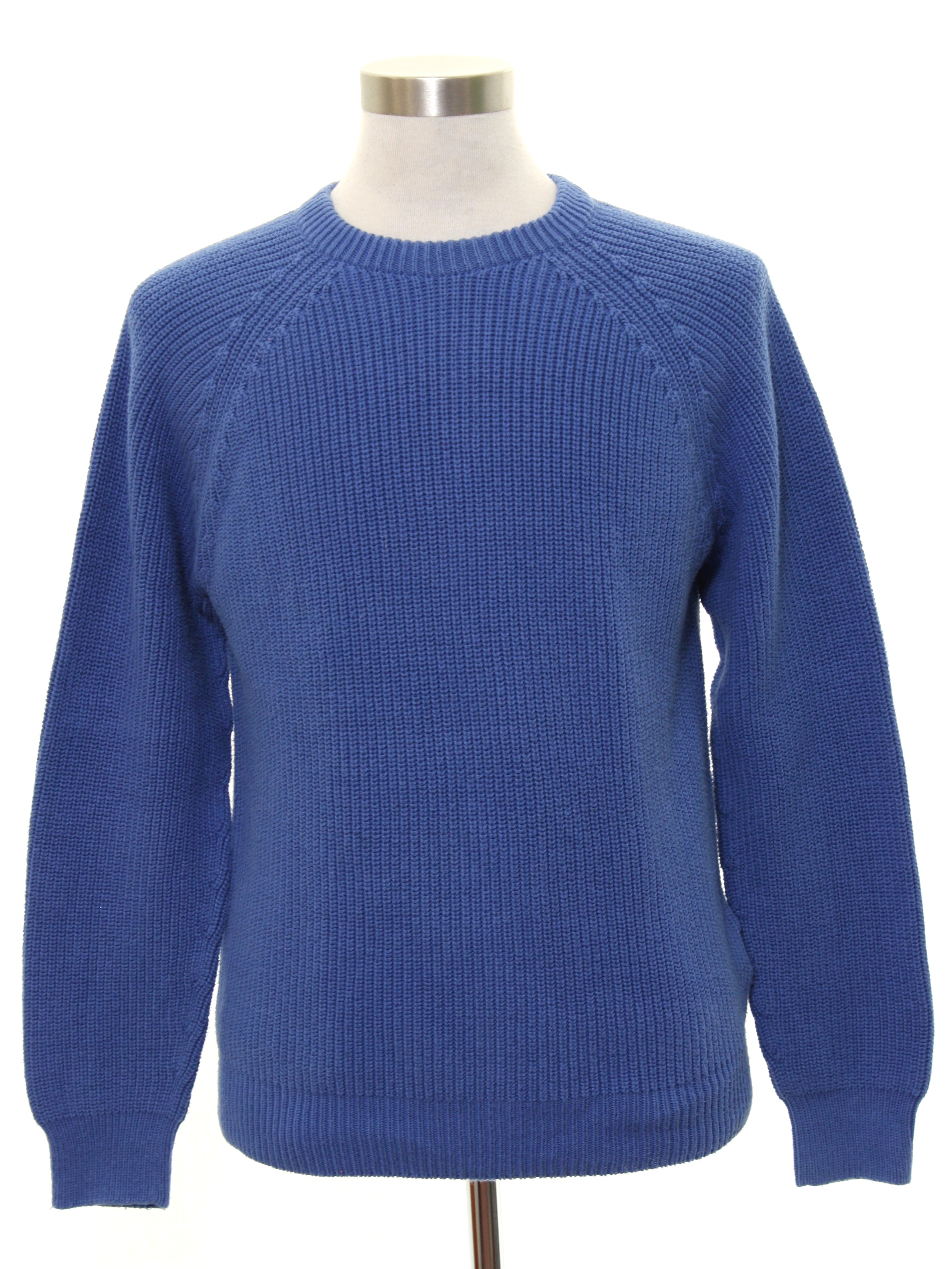 80s Vintage Lands End Sweater: 80s -Lands End- Mens lake blue cotton ...
