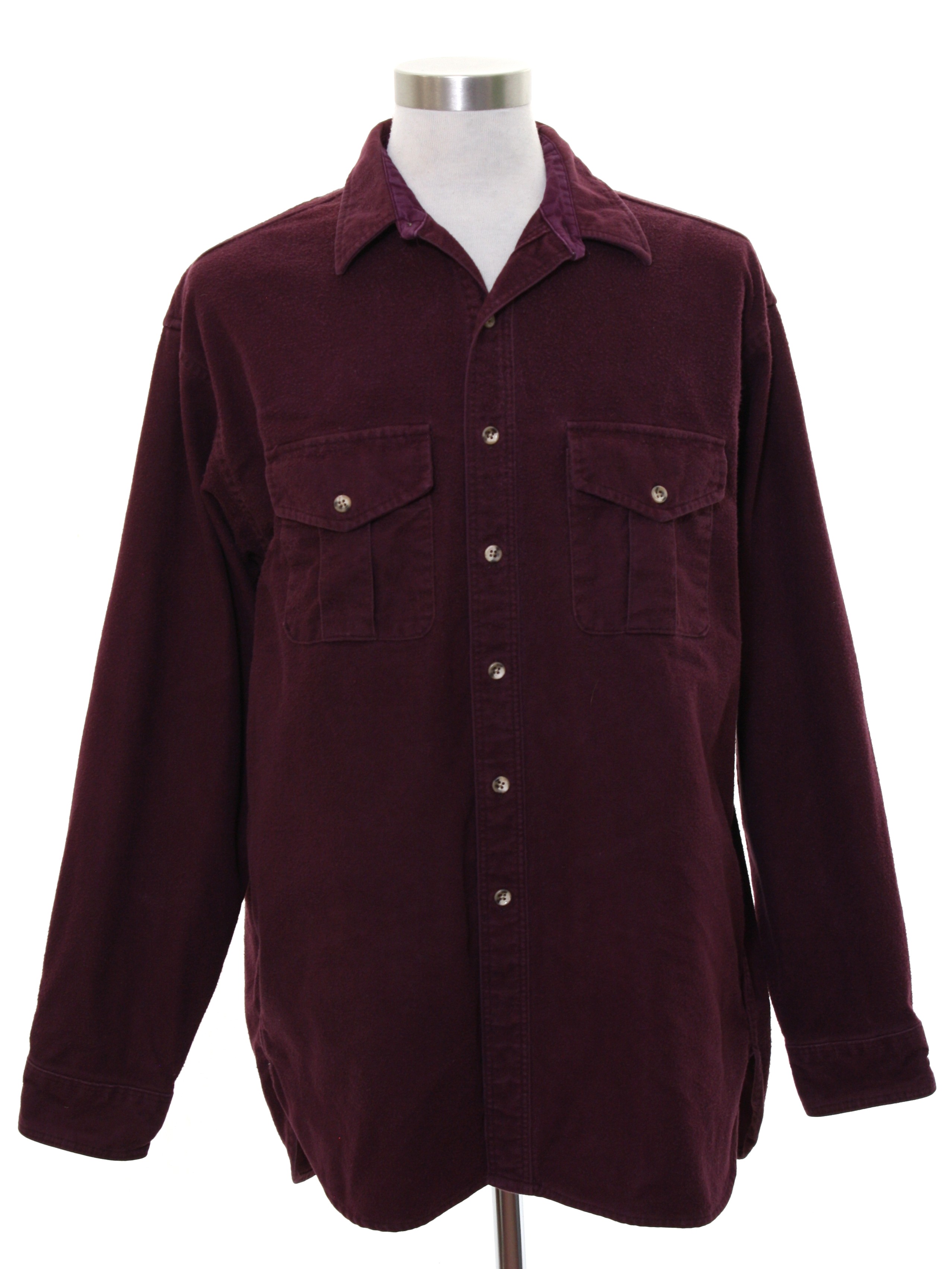 Retro 90's Shirt: 90s -Eddie Bauer- Mens maroon cotton flannel button ...