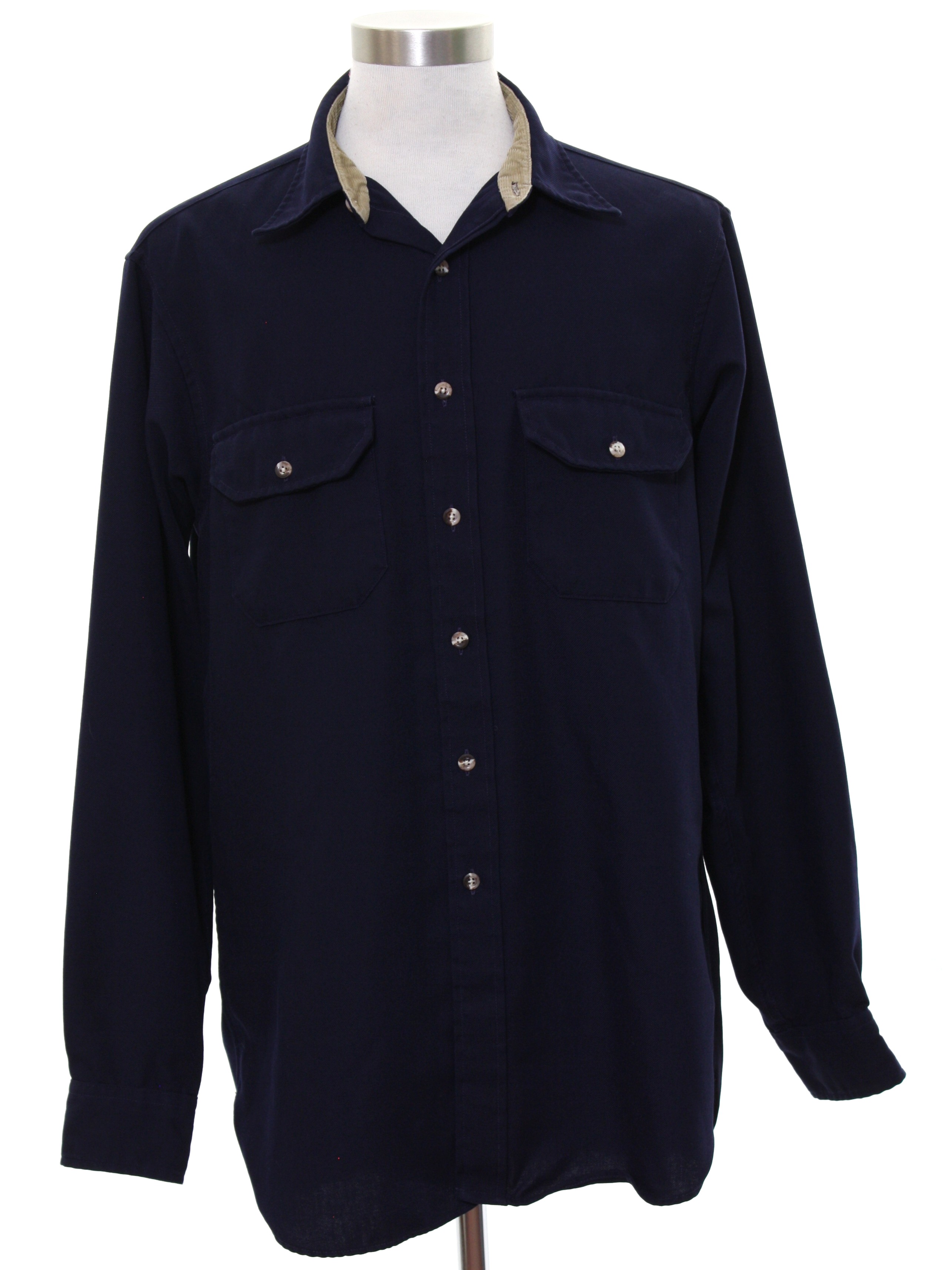 Cabelas 1990s Vintage Shirt: 90s -Cabelas- Mens dark navy blue ...