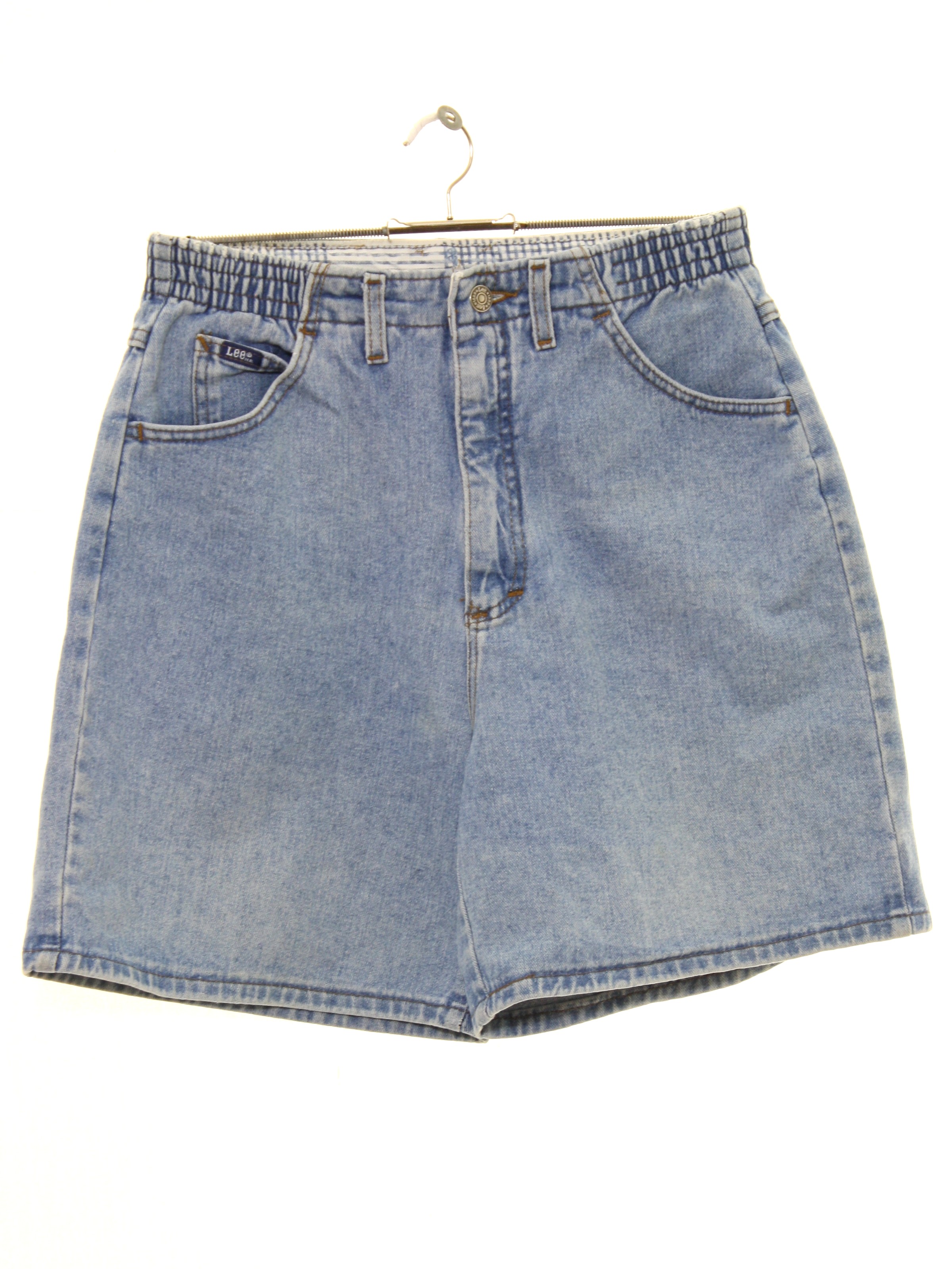 80s Retro Shorts: 80s -Lee- Womens faded blue cotton denim shorts. Wide ...