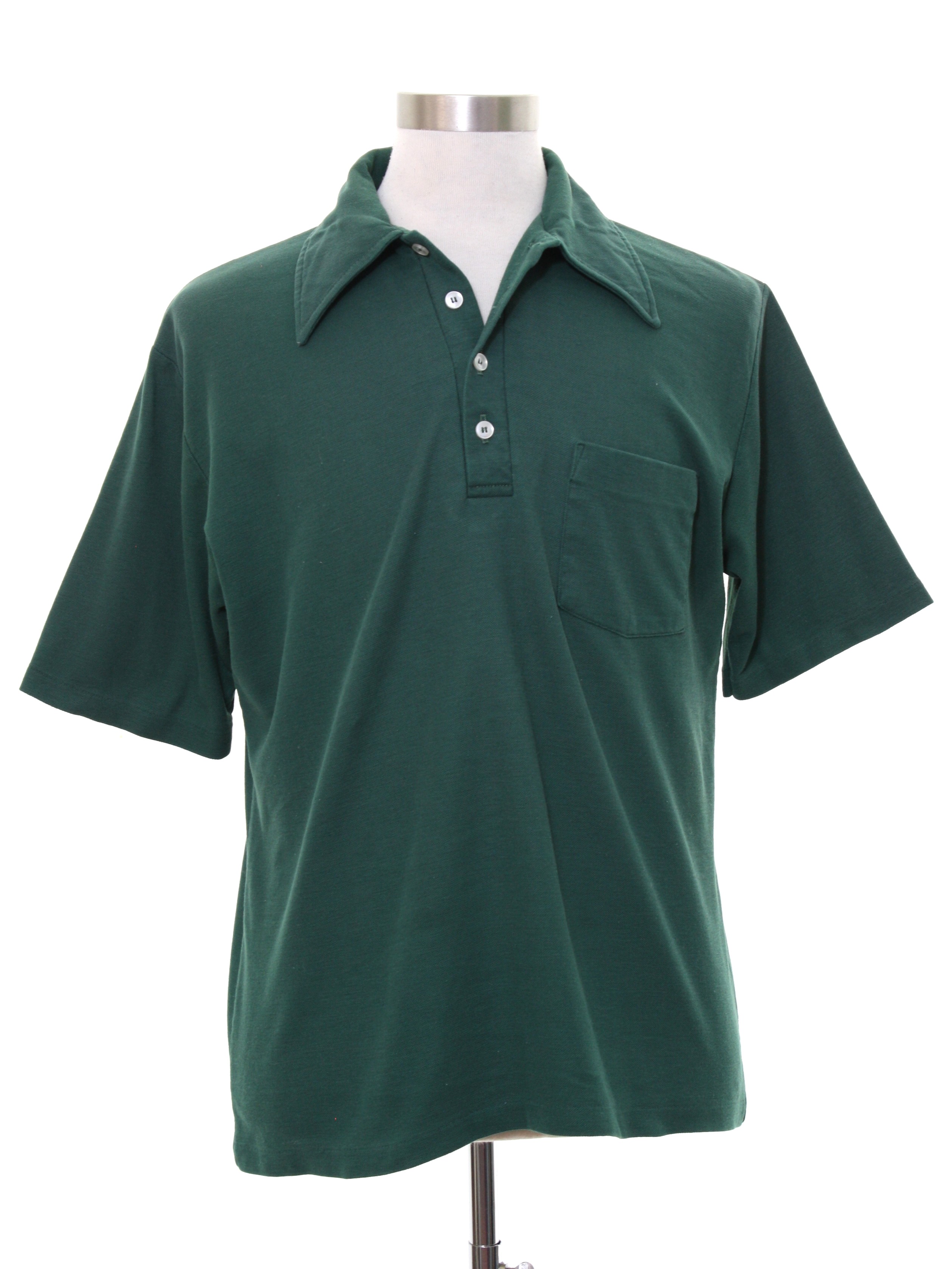 Retro Seventies Shirt: 70s -Jantzen- Mens forest green polyester cotton ...