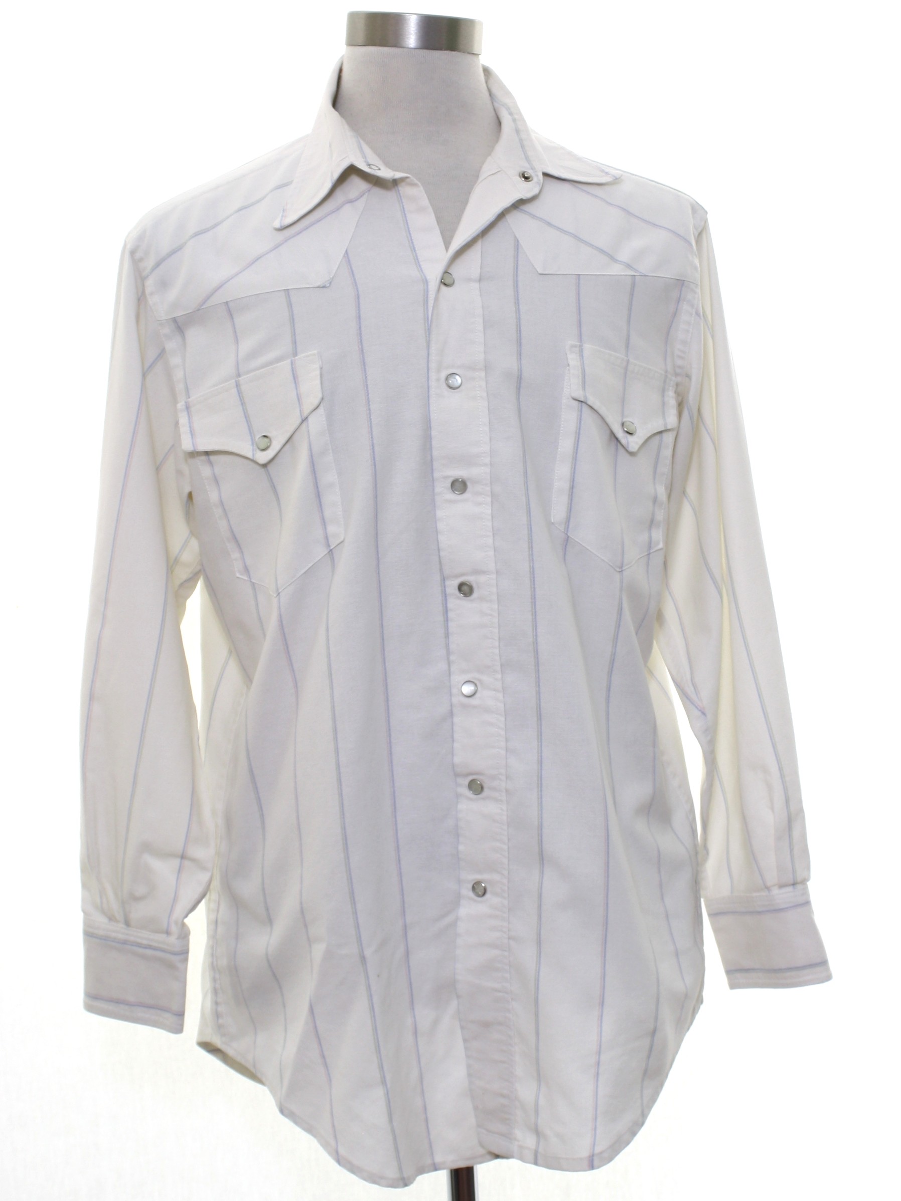 1980's Western Shirt: 80s -No Label- Mens winter white background ...