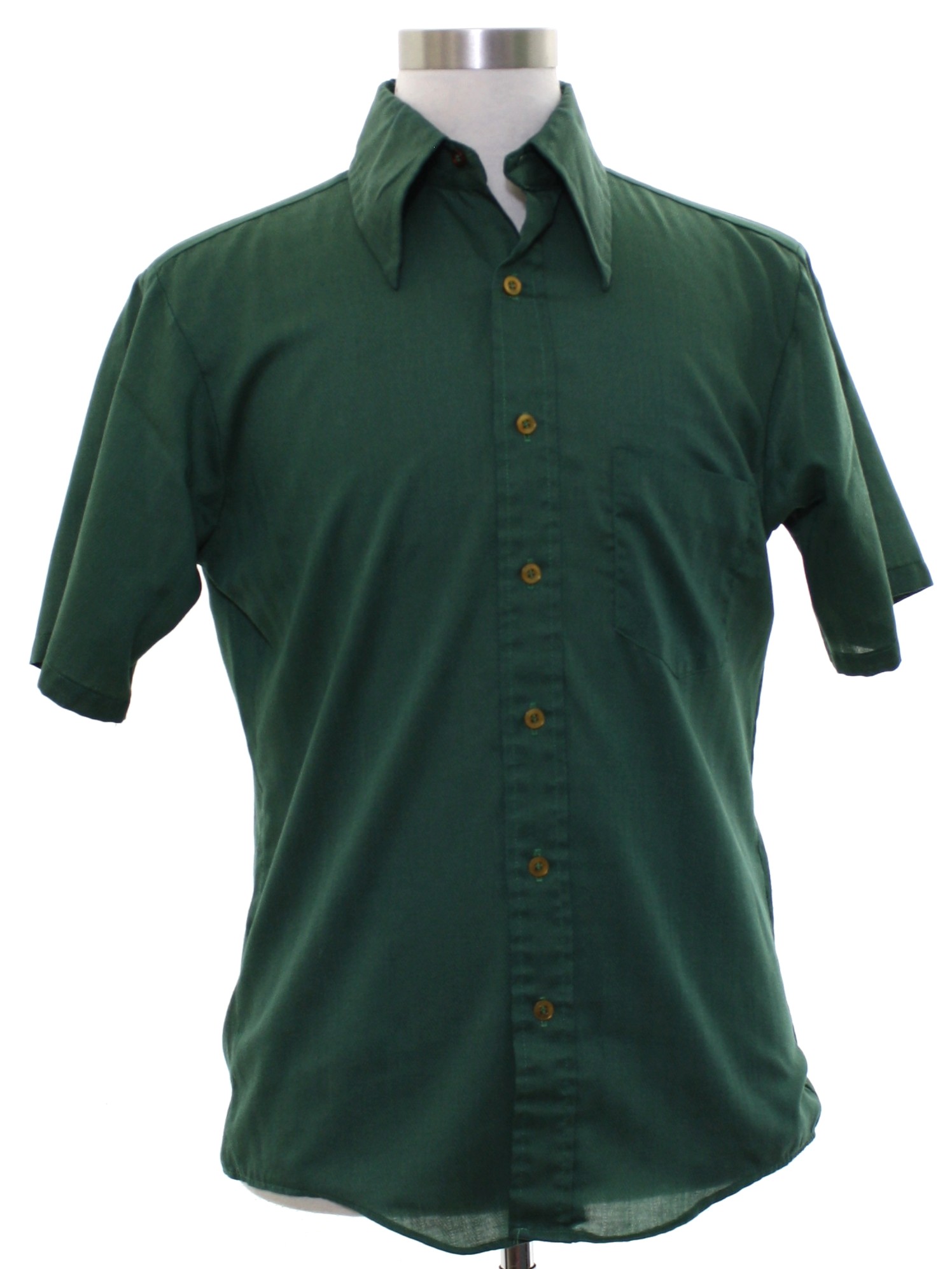 1970s Towncraft Shirt: 70s -Towncraft- Mens forest green polyester ...