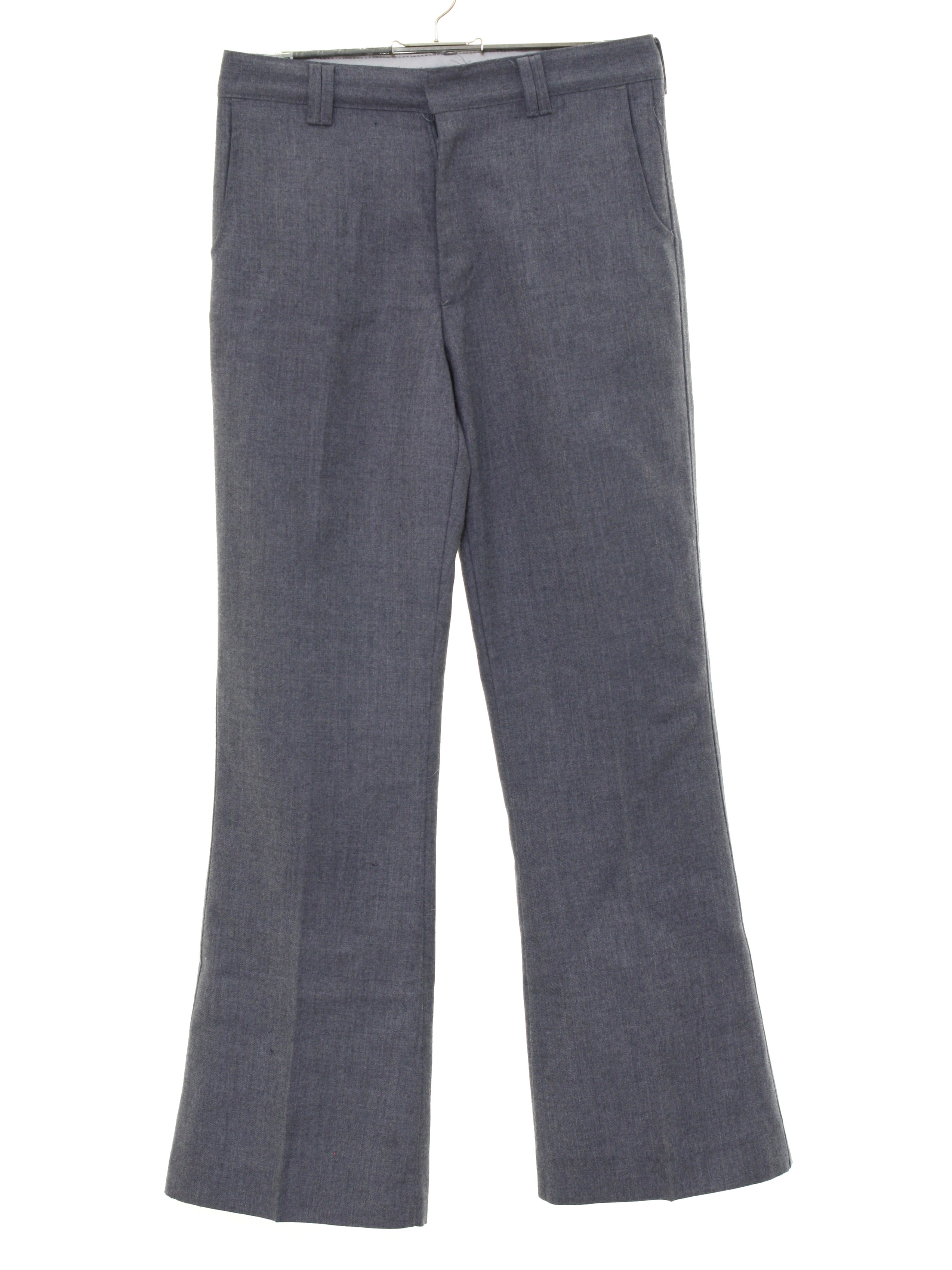 1970's Bellbottom Pants: 70s -No Label- Mens gray heather acrylic ...