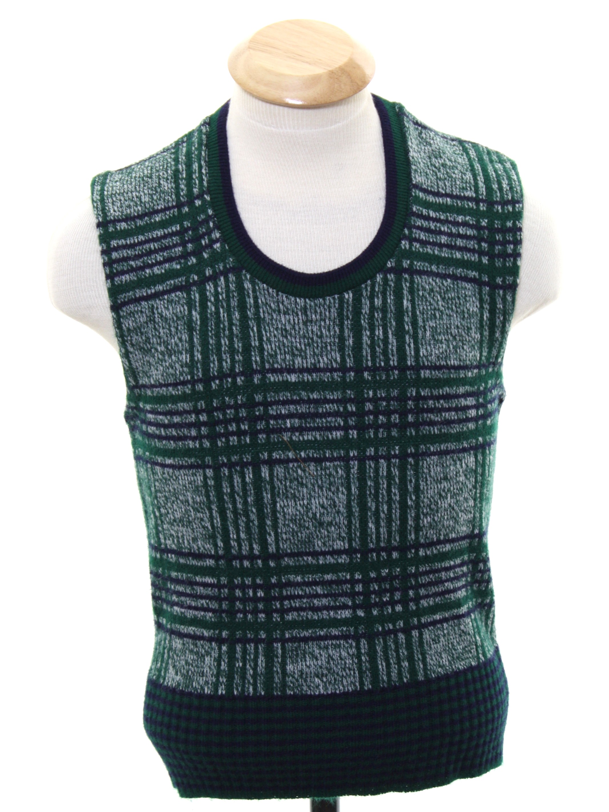green plaid sweater vest