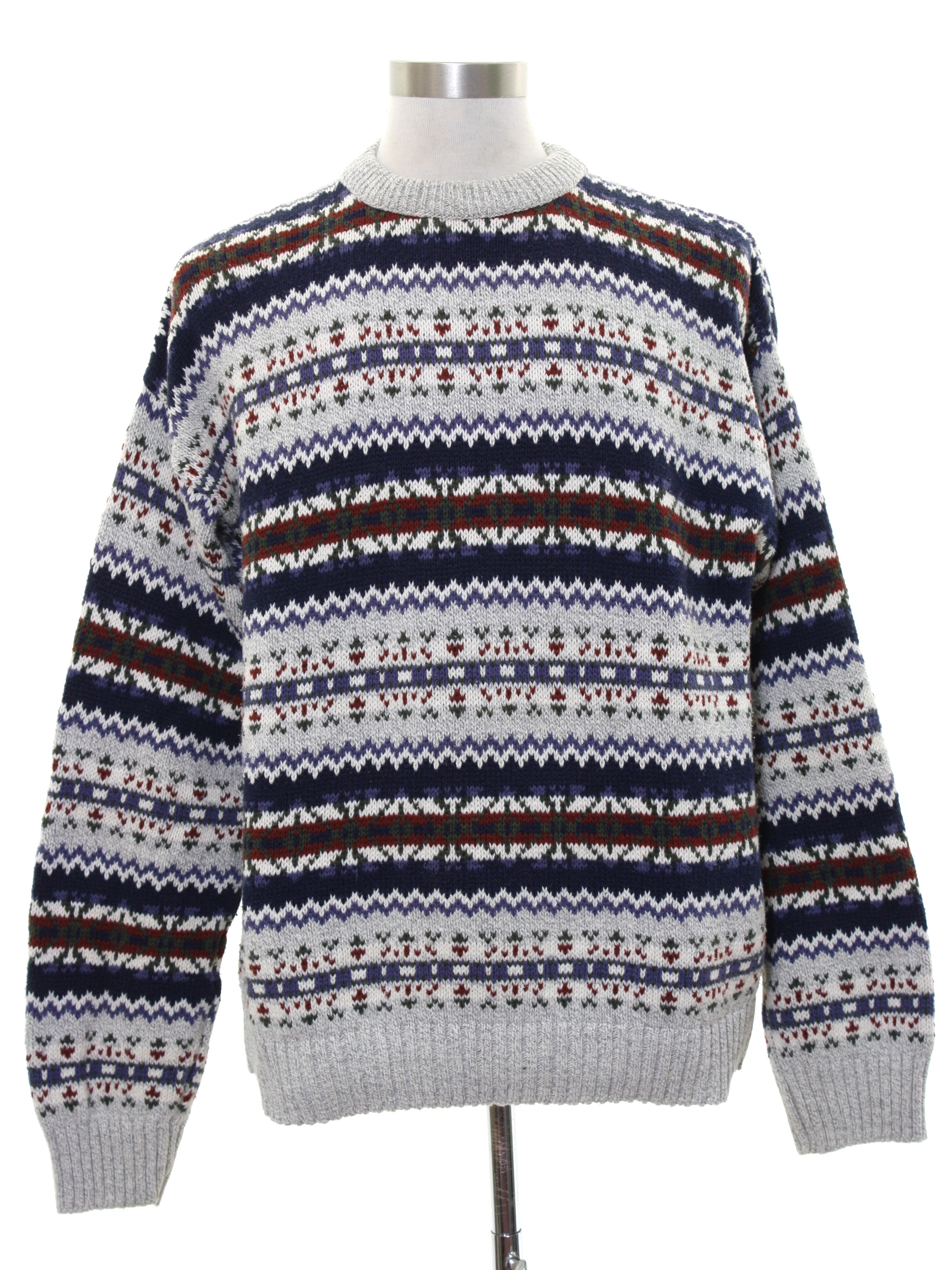 Retro 1980's Sweater: 80s -No Label- Mens light heather grey background ...