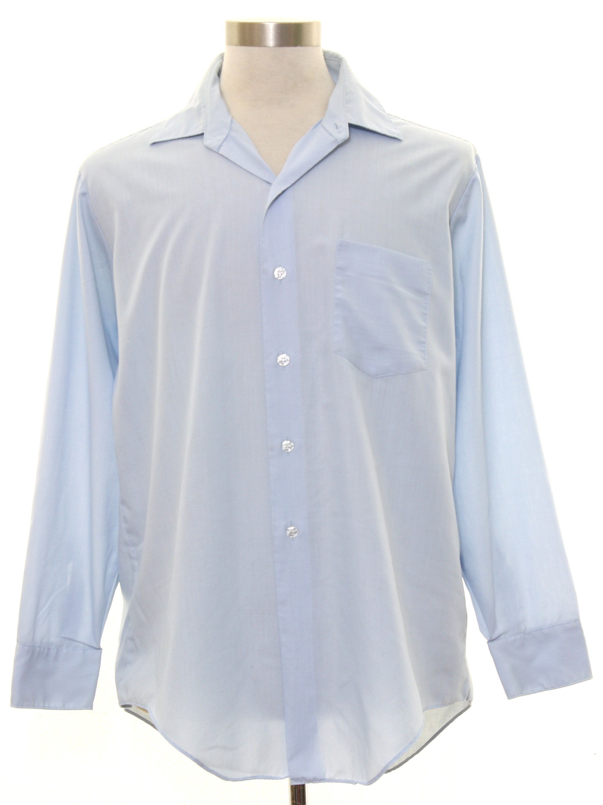 Sixties Vintage Shirt: 60s -Brent- Mens powder blue polyester cotton ...