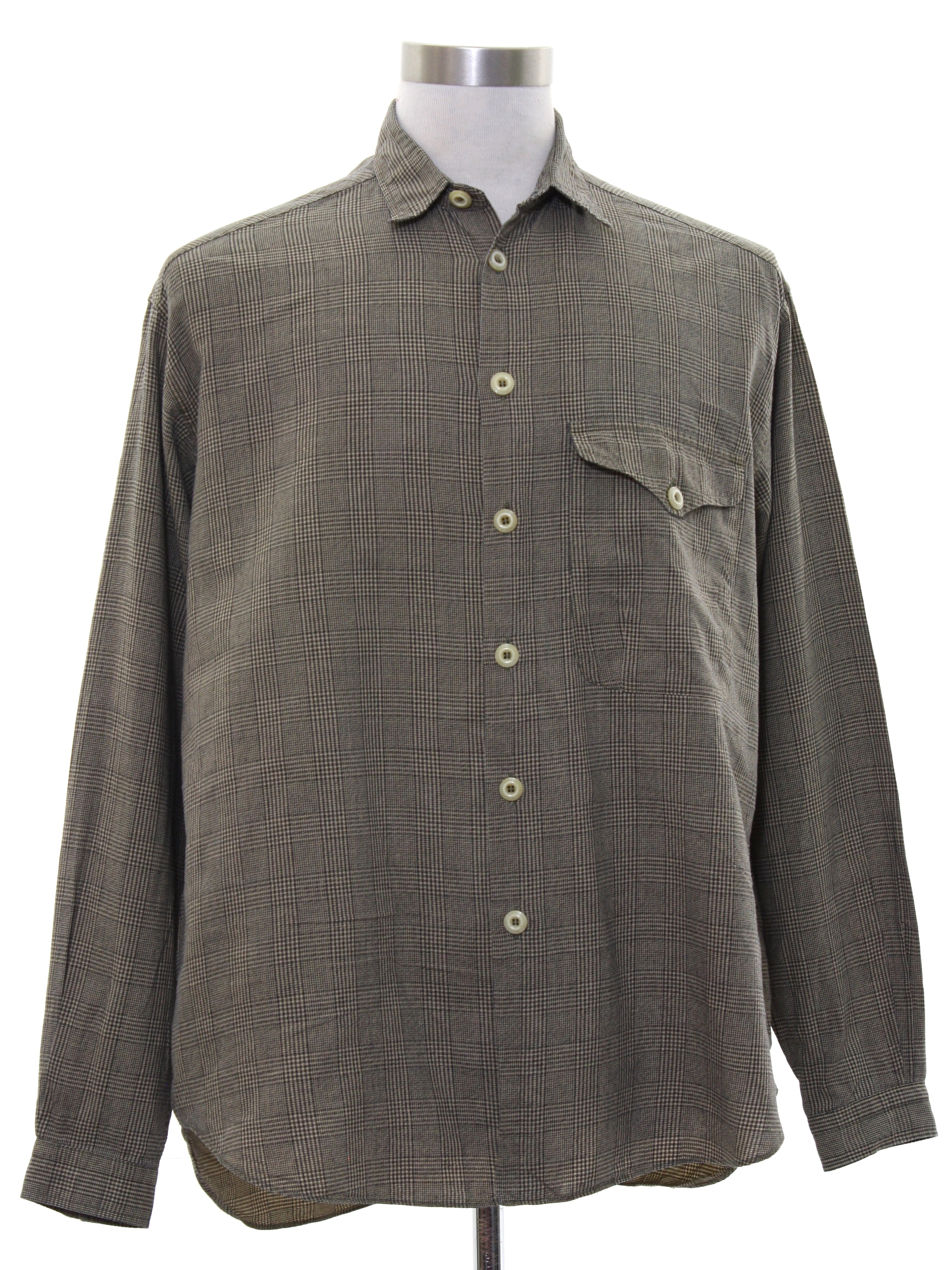 90's Vintage Shirt: 90s -Georgio Armani- Designer Mens charcoal and ...