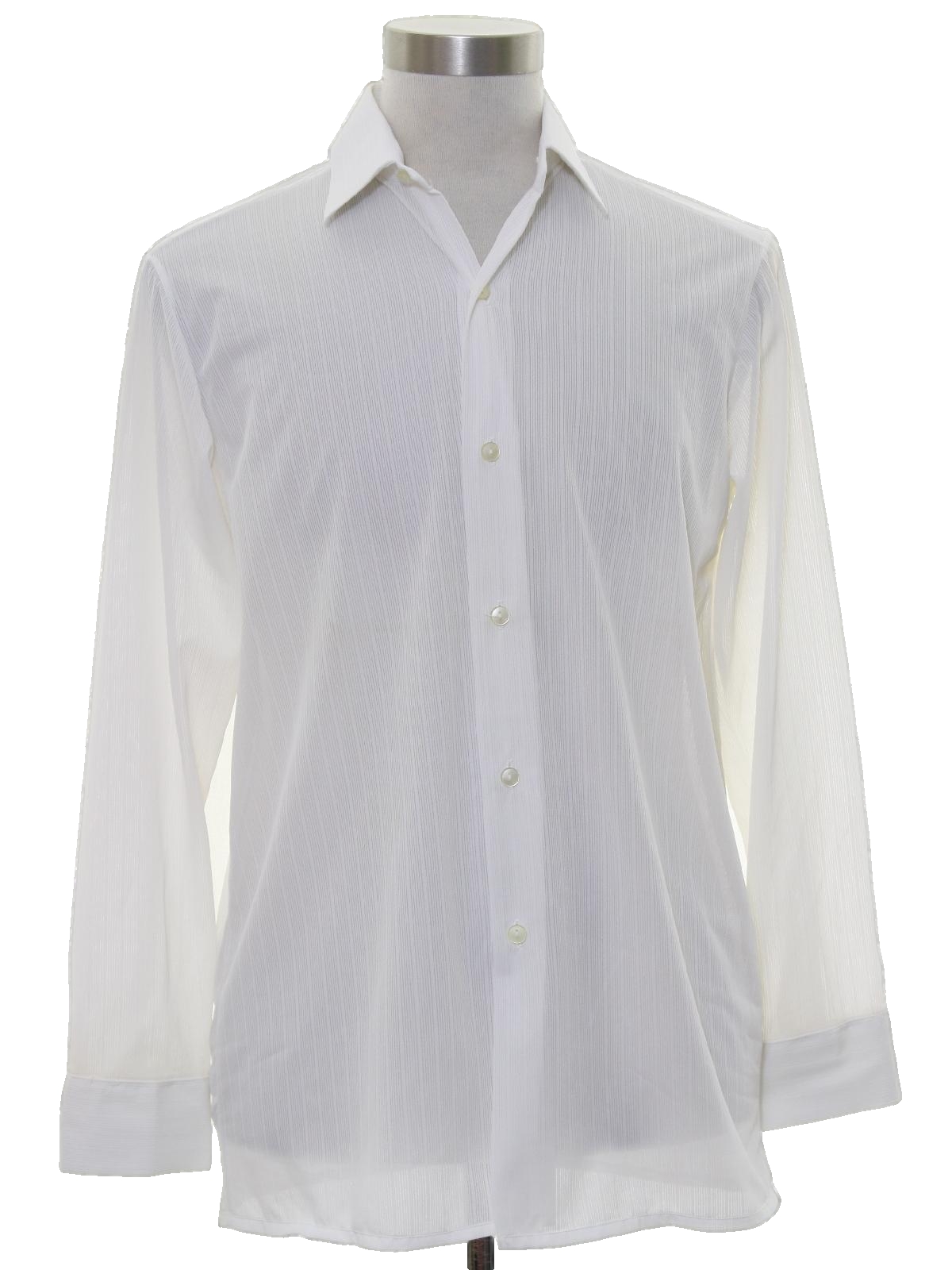 1960's Retro Shirt: Early 60s -No Label- Mens white ribbed nylon mod ...