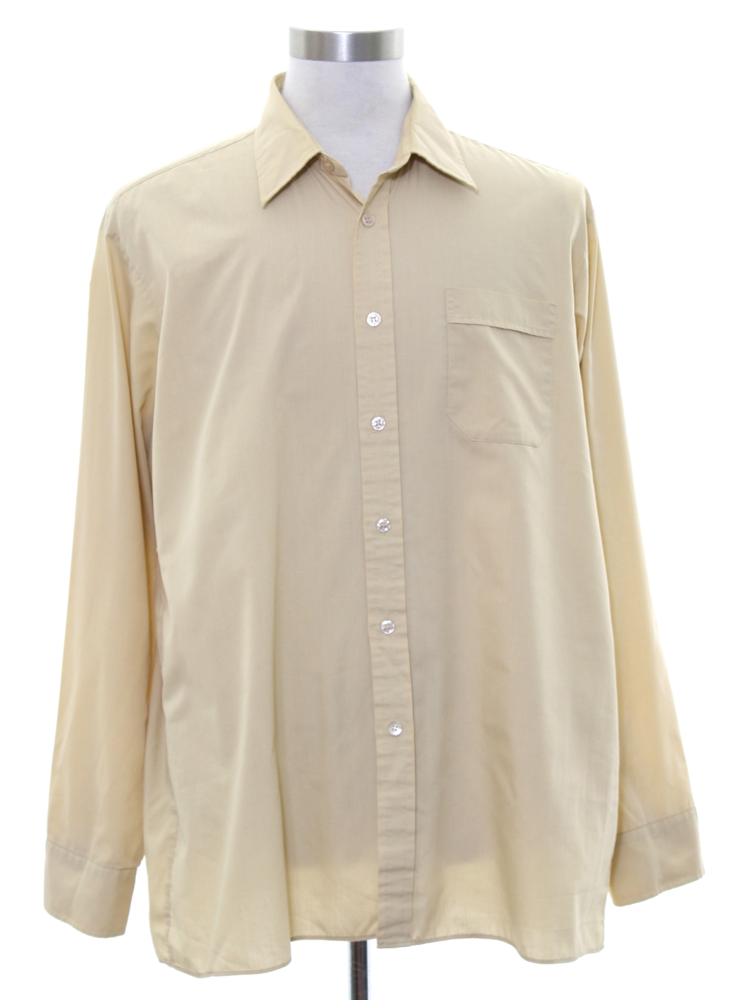 1960s Vintage Shirt: 60s -Serge Max- Mens tan polyester cotton ...