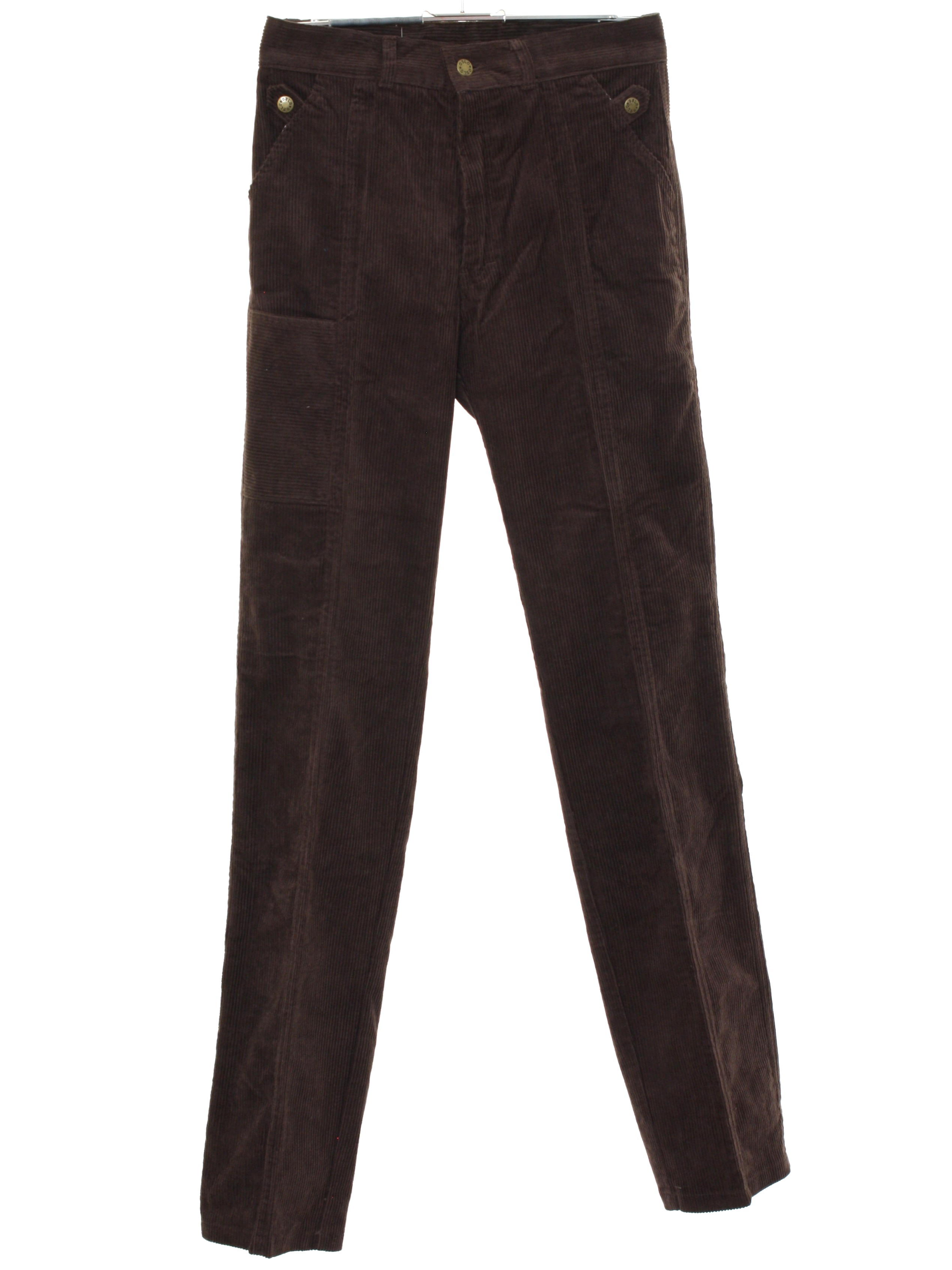 1980's Retro Pants: 80s -Oslo- Mens brown background wide wale cotton ...