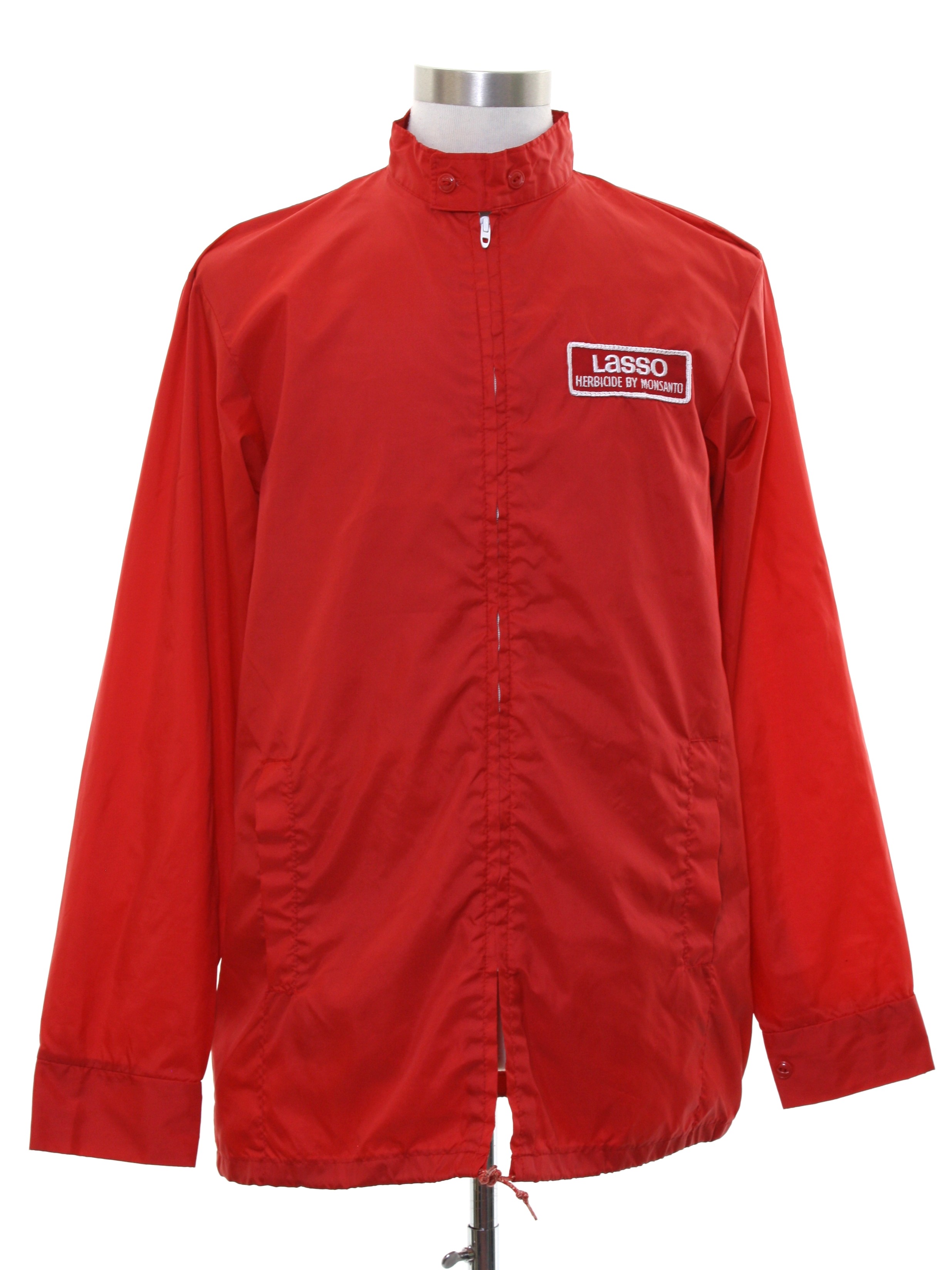 1960's Jacket (Size Label): 60s -Size Label- Mens red background nylon ...