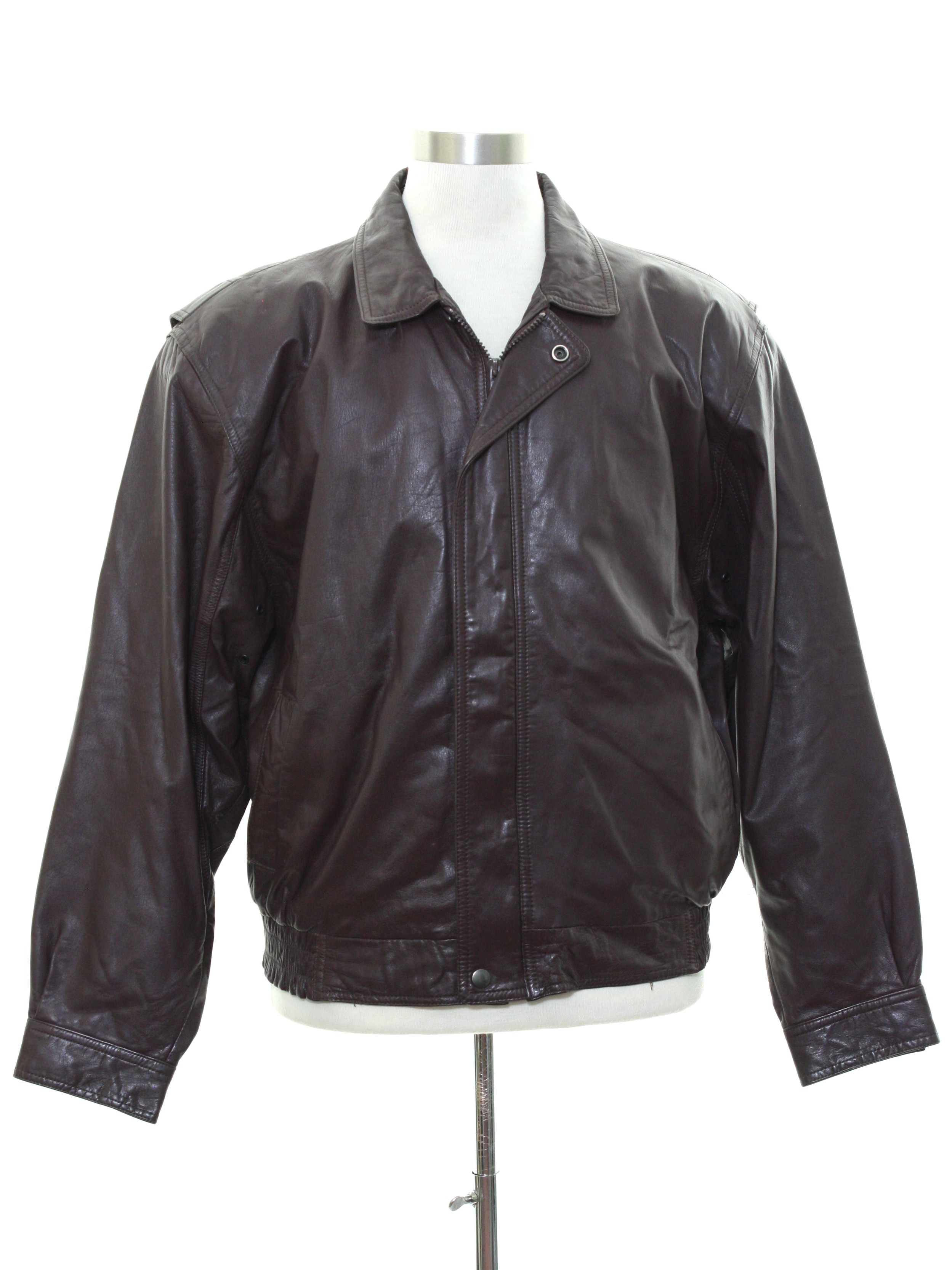Vintage Remy 80's Leather Jacket: 80s -Remy- Mens dark brown smooth ...