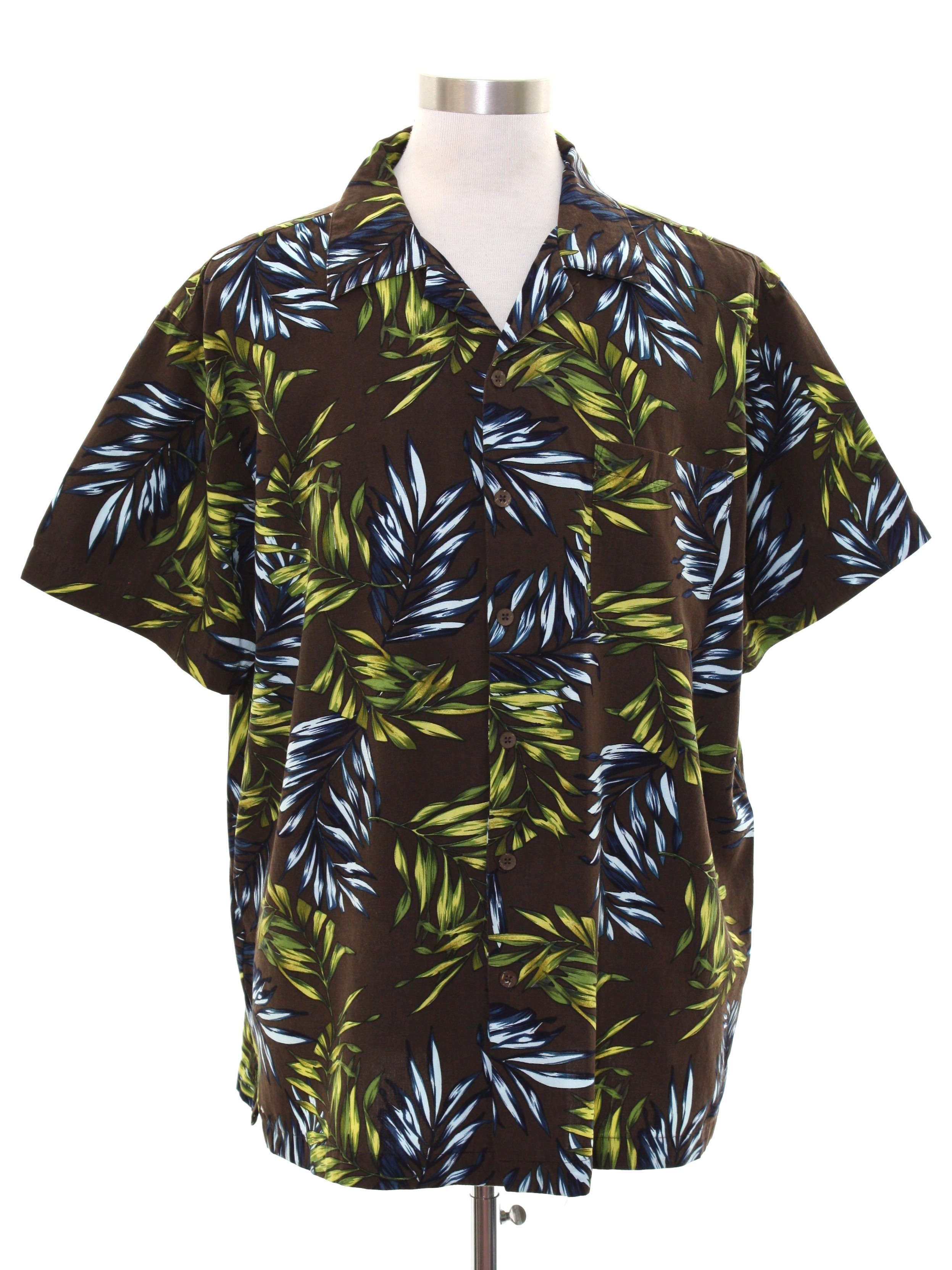 1990s Vintage Hawaiian Shirt: 90s -Milano Bay- Mens brown background ...