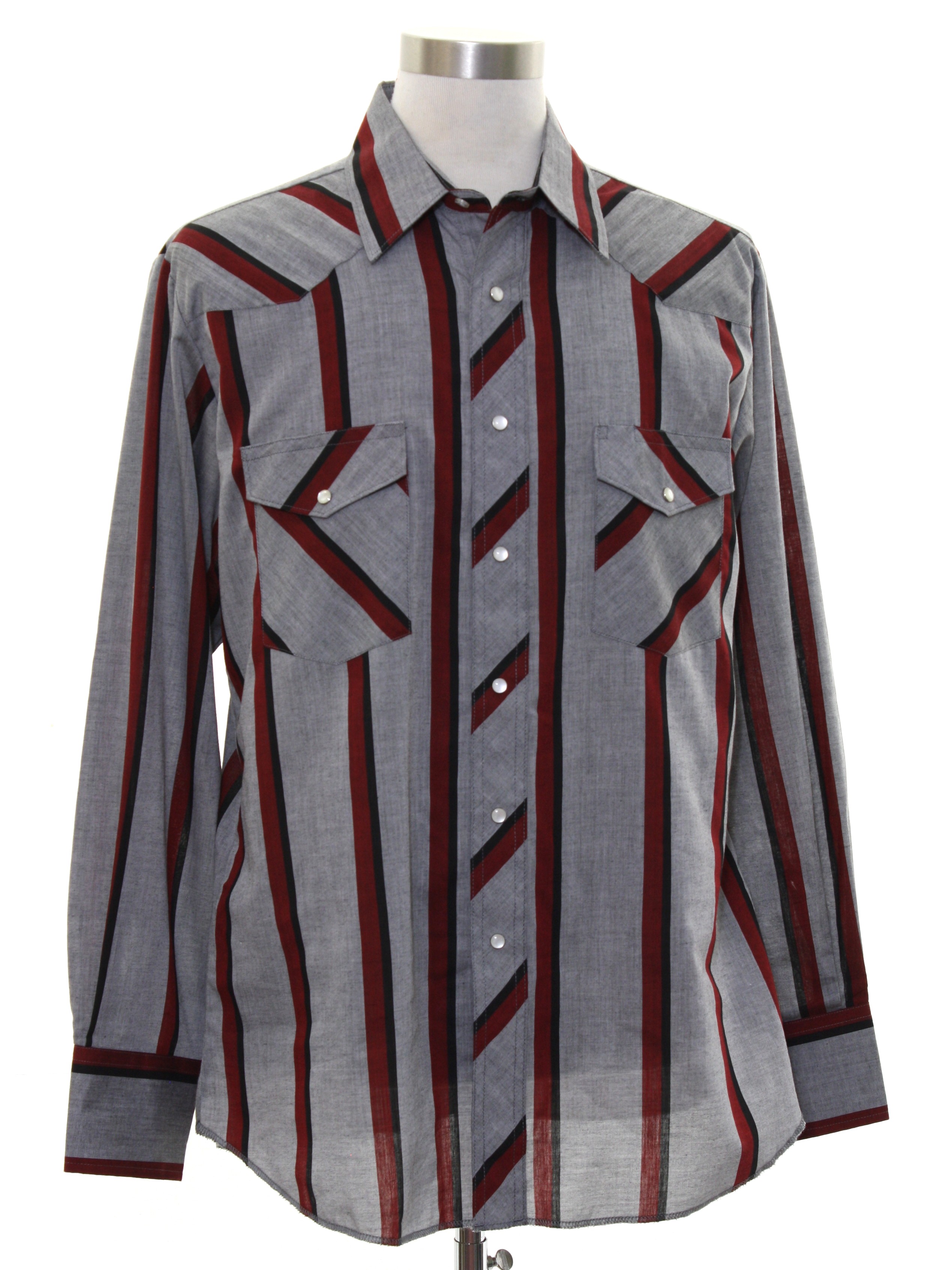 Retro Eighties Western Shirt: 80s -Wrangler- Mens gray background ...