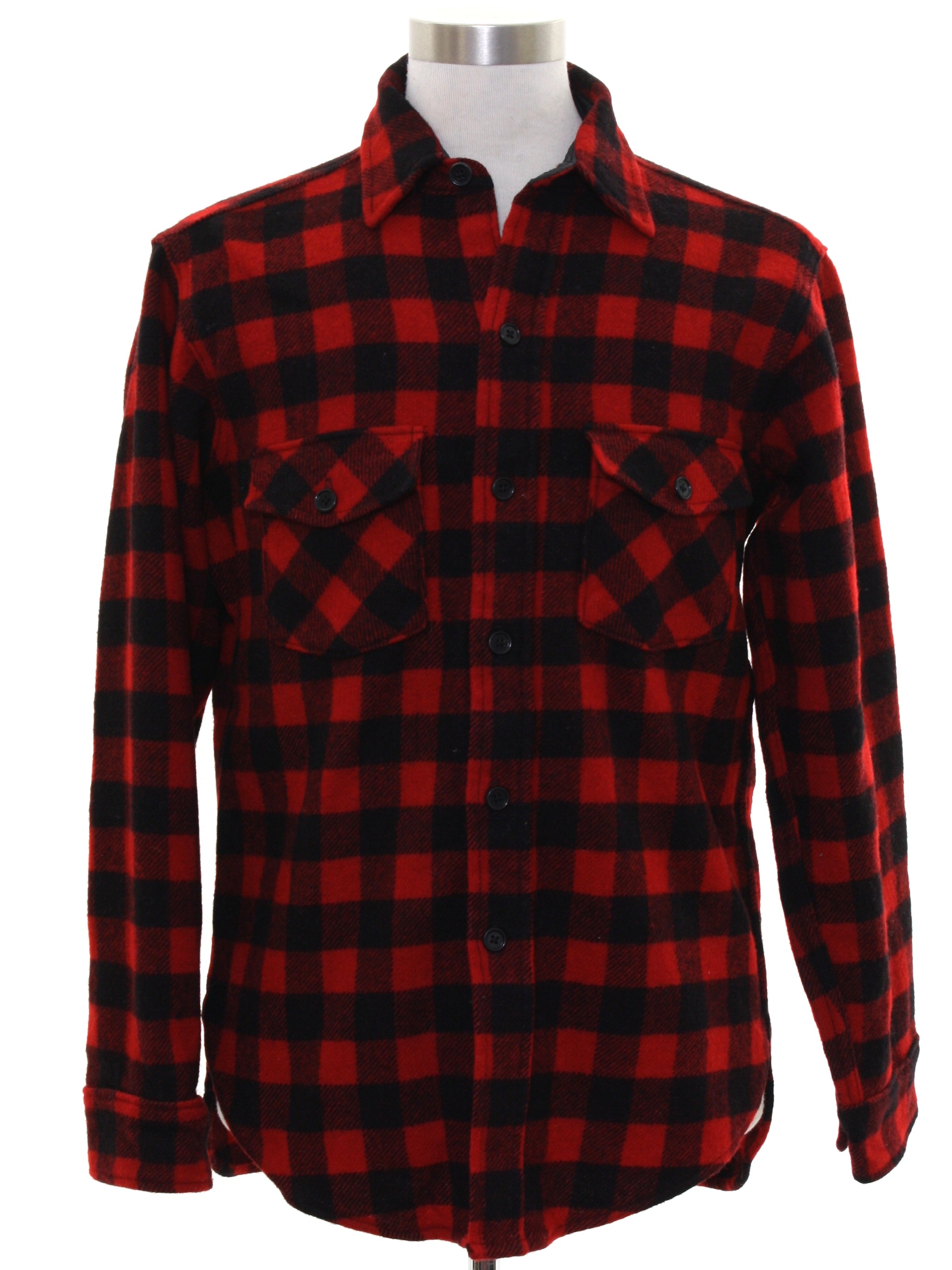 Retro 80's Shirt: 80s -Woolrich- Mens red and black checkered ...