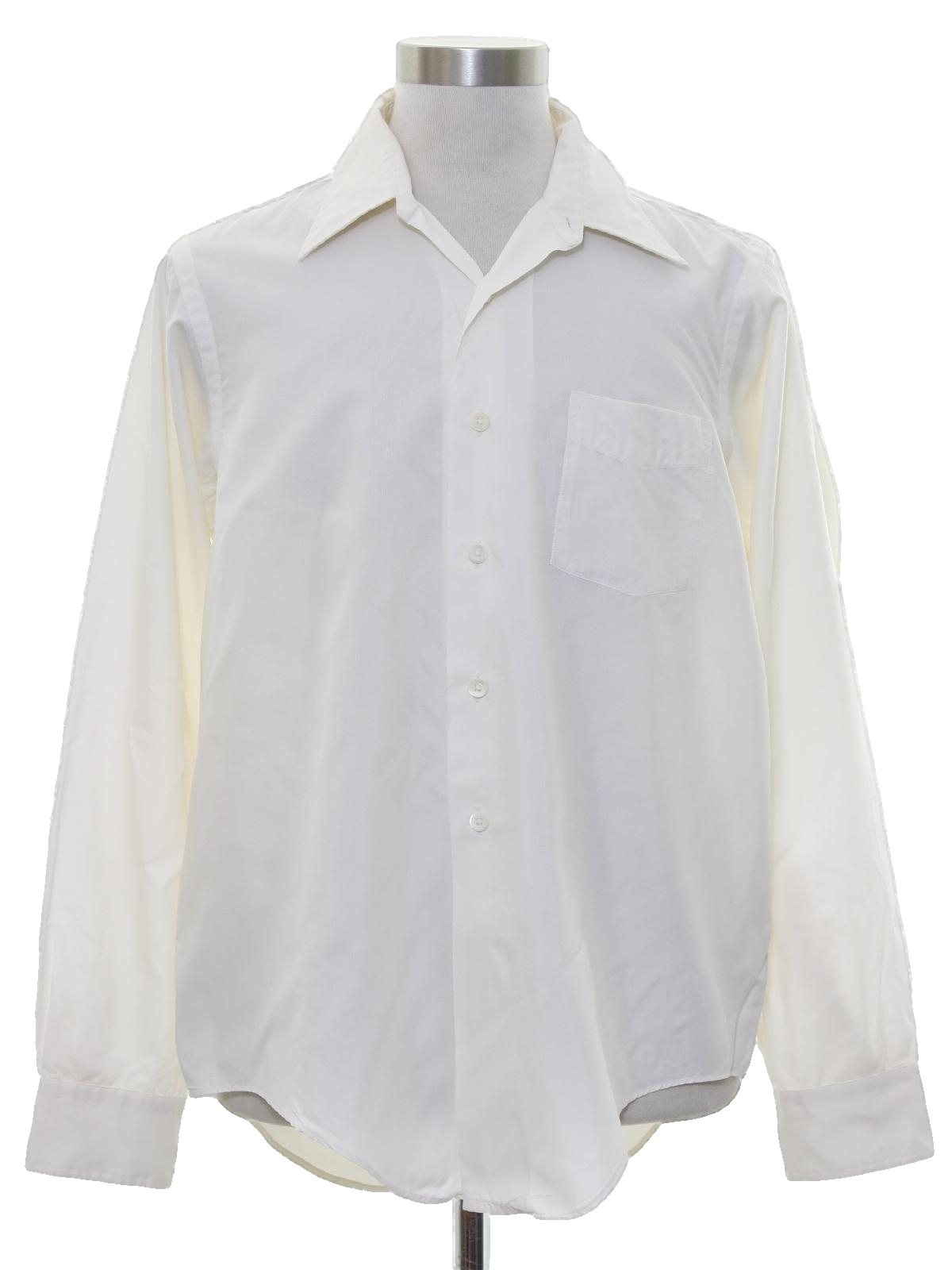 Vintage 50s Shirt: 50s -Fabric Label- Mens cream dacron polyester ...