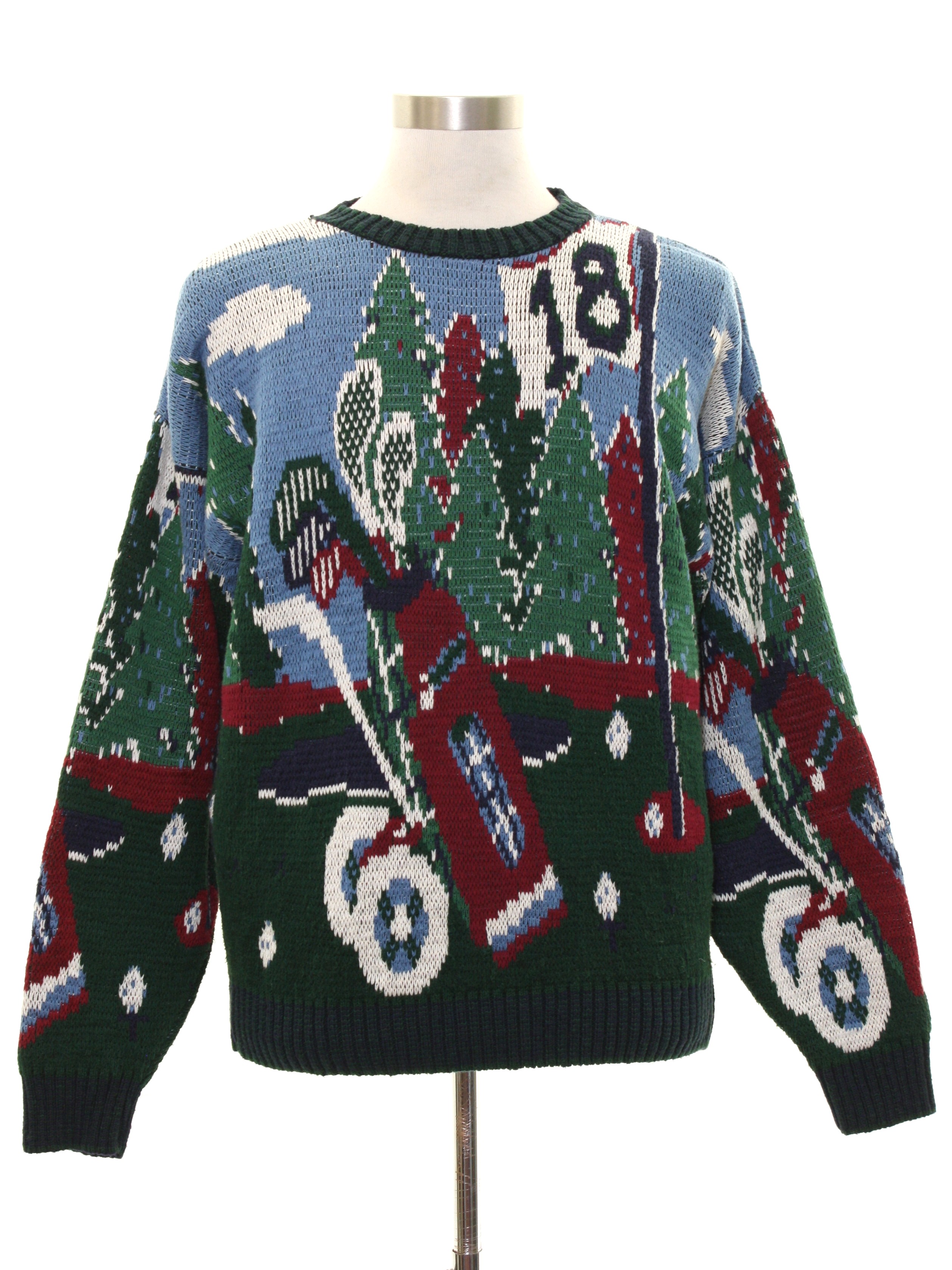 1980's Retro Sweater: 80s -Crossings- Mens multi color background ...