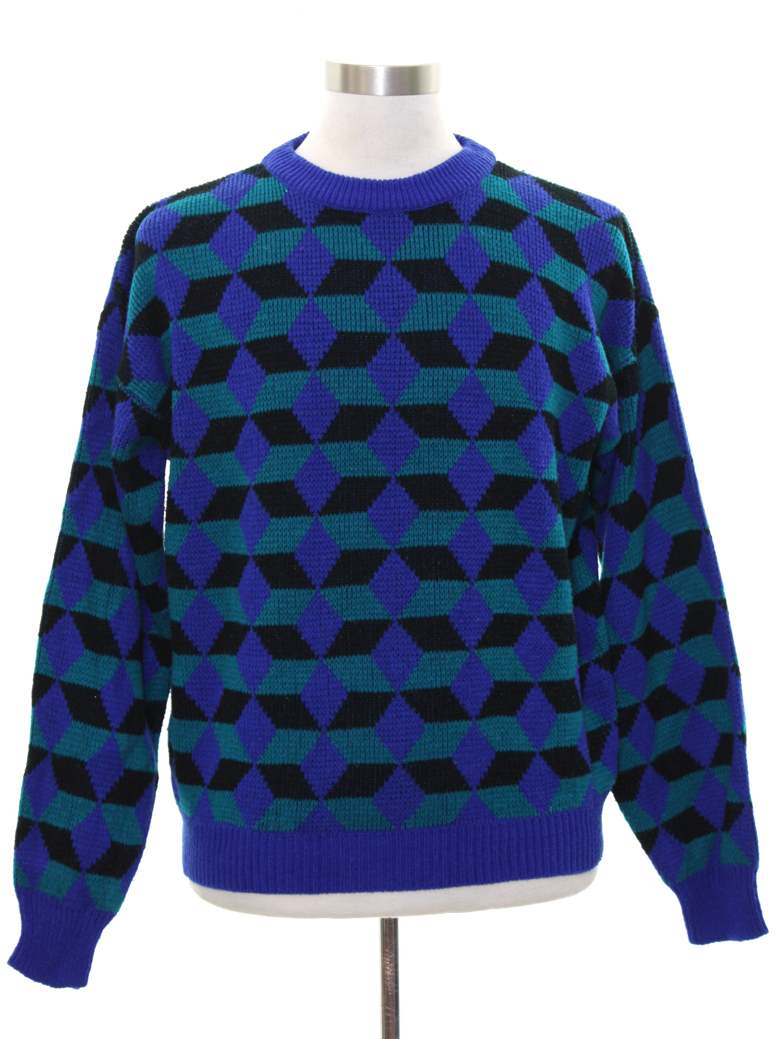 Vintage 80s Sweater: 80s -Oakton Ltd.- Mens multicolored background ...