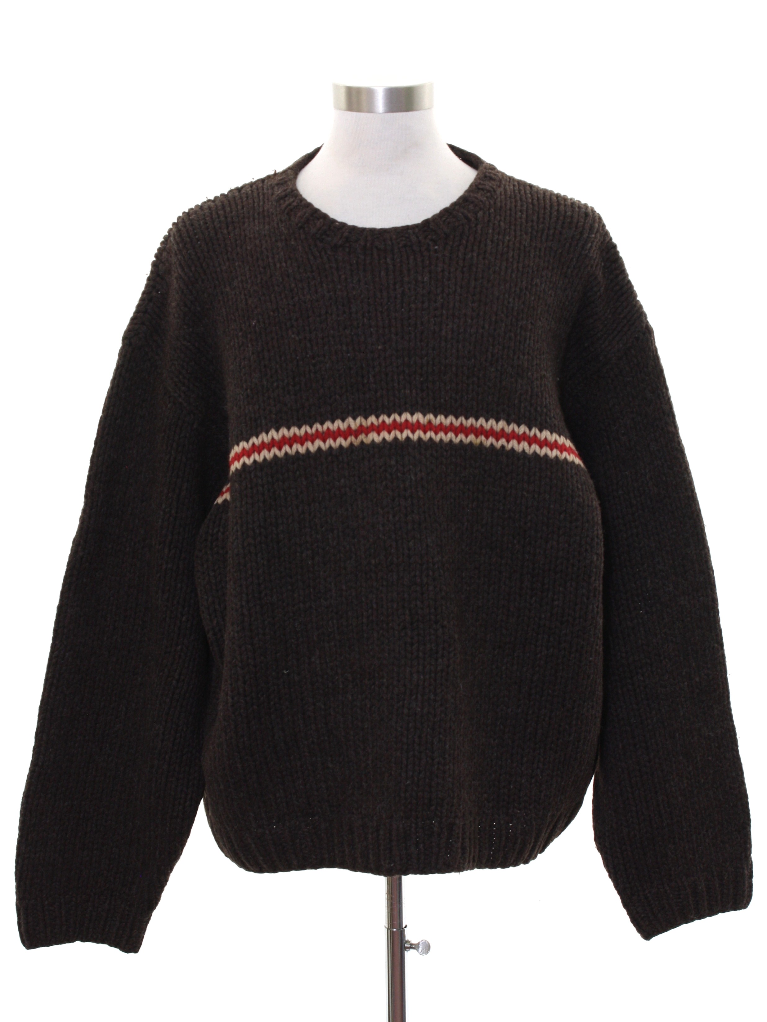 1990's Retro Sweater: 90s -J. Crew- Mens dark brown