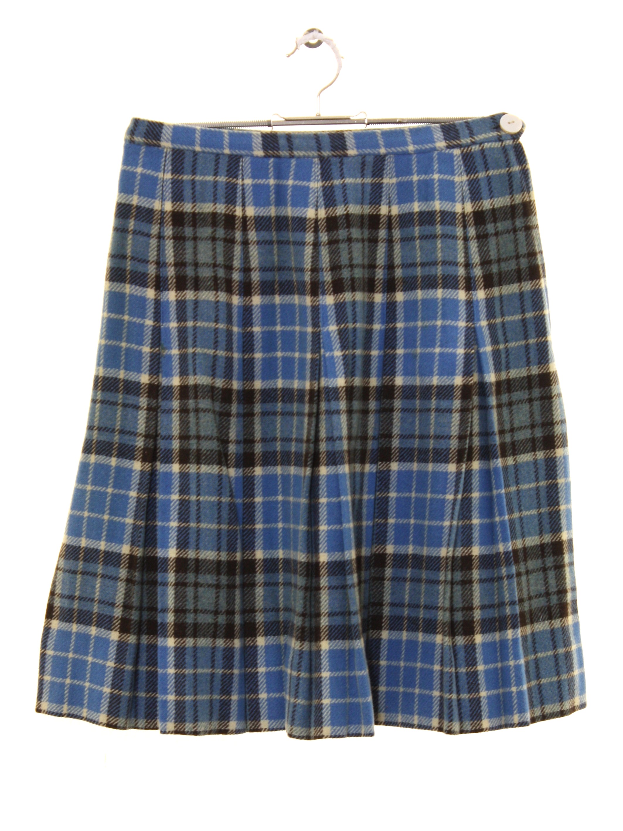 1960's Plaid Skirt (Garland): 60s -Garland- Womens lake blue and brown ...