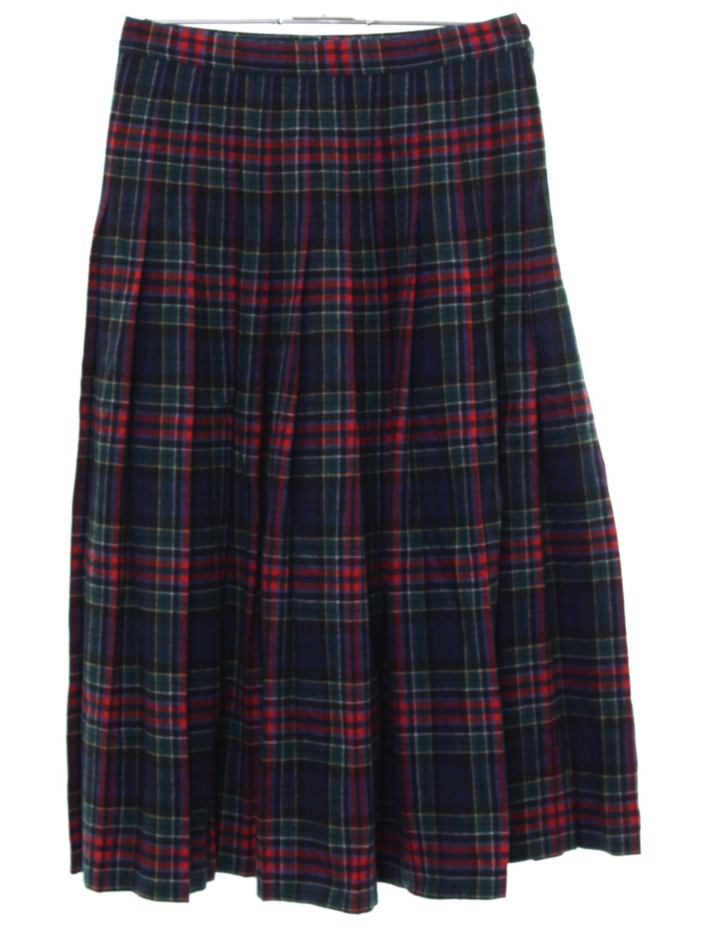 Vintage 1980's Wool Skirt: 80s -Pendleton Allison Tartan- Womens navy ...