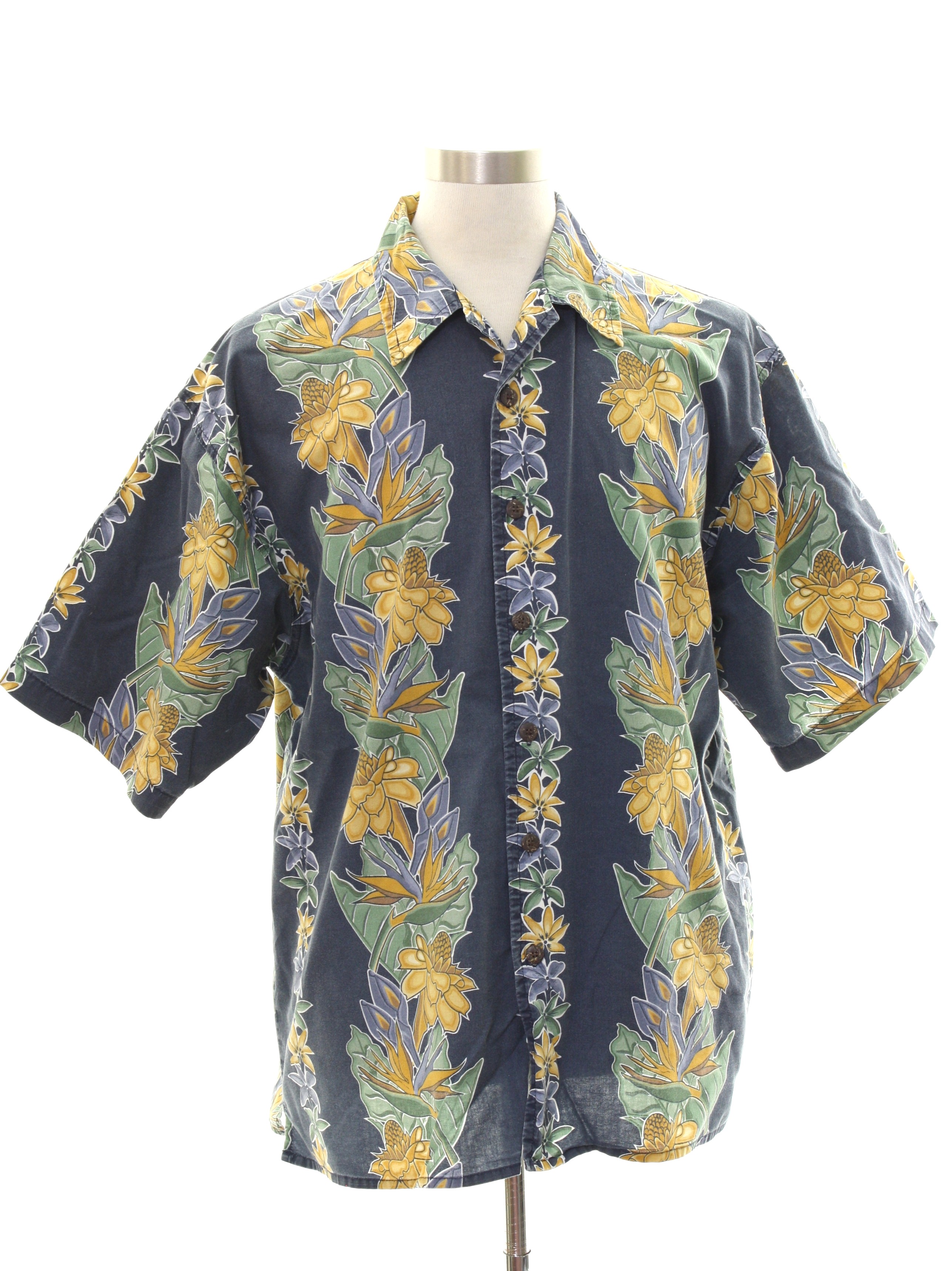 Retro Eighties Hawaiian Shirt: Early 80s -Puritan- Mens teal background ...