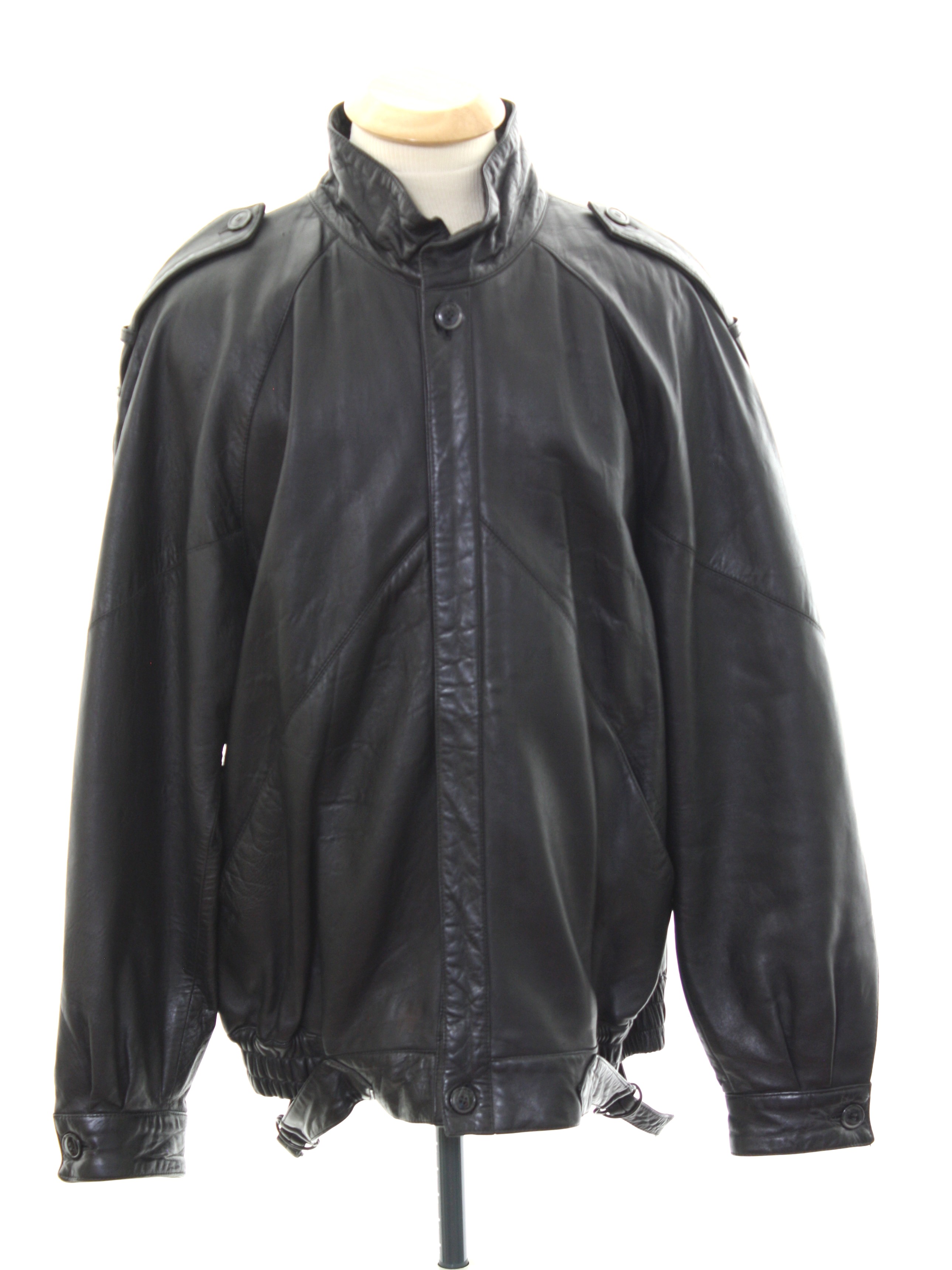 Retro 1980's Leather Jacket: 80s -No Label- Mens black soft smooth ...