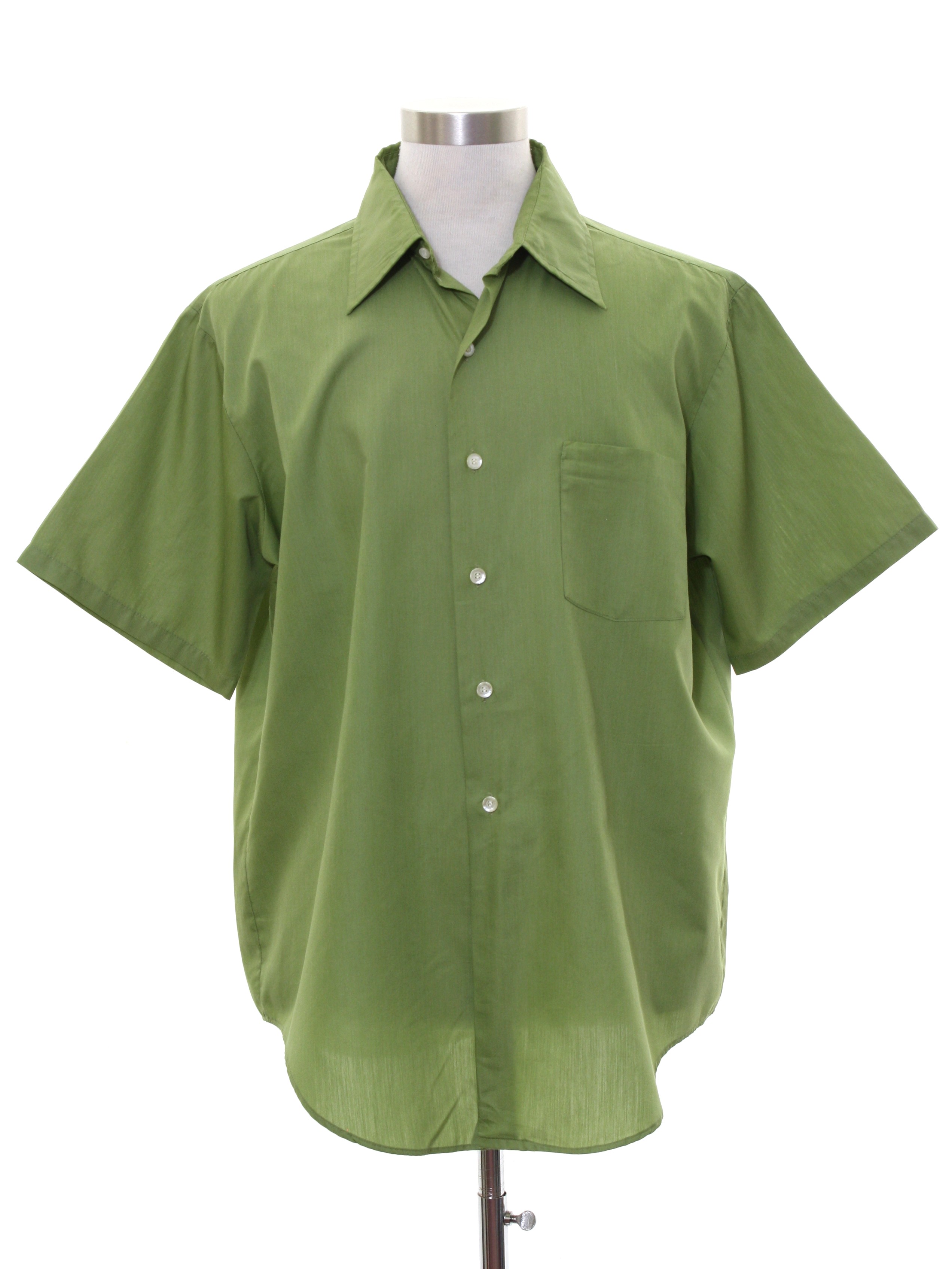 1960's Vintage Towncraft Shirt: 60s -Towncraft- Mens avacado cotton and ...